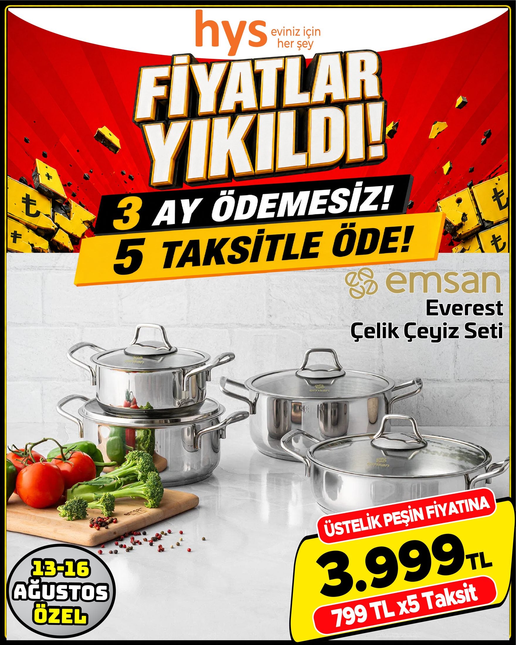 Emsan Everest Çelik Çeyiz Seti Ürün ana görseli