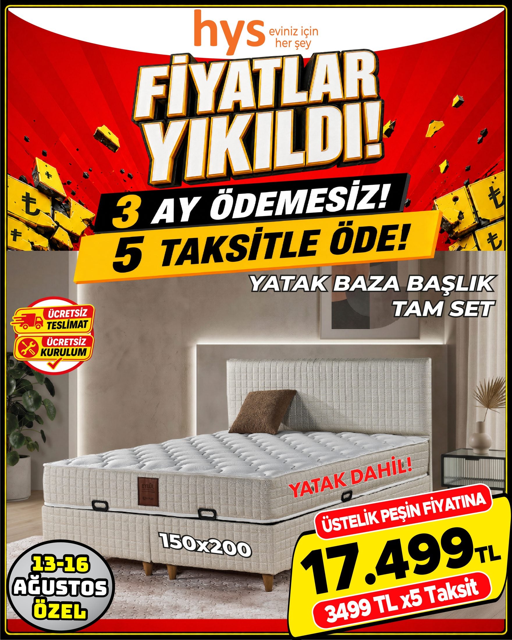 Yatak Baza Başlık Tam Set 150x200 Ürün ana görseli