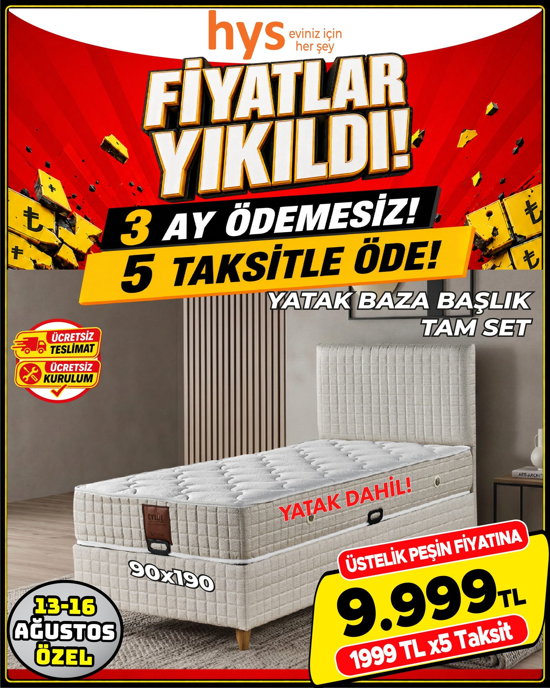 Yatak Baza Başlık Tam Set 90x190 Ürün ana görseli