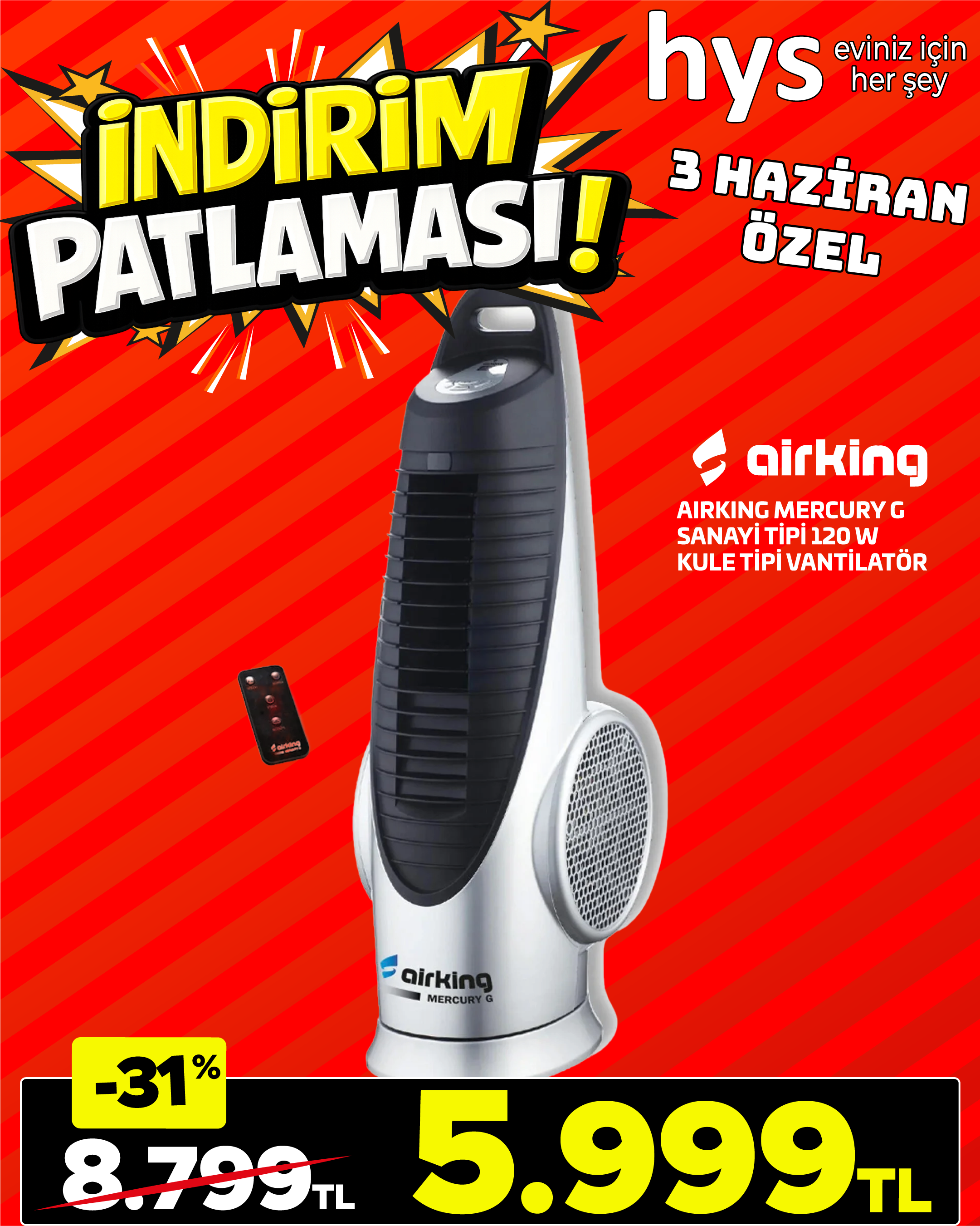 Airking Kule Tipi Vantilatör Ürün ana görseli