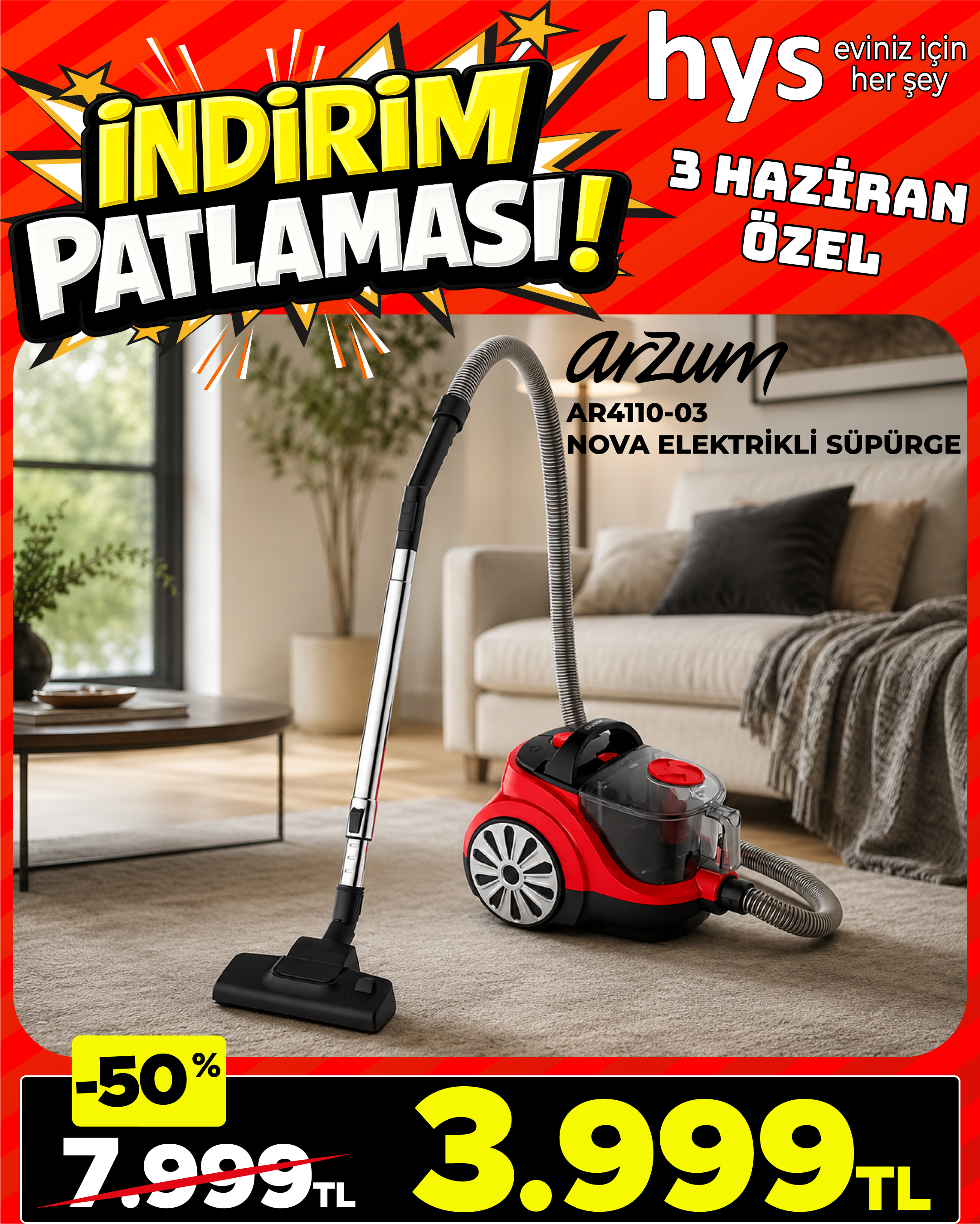 Arzum Elektrikli Süpürge Ürün ana görseli