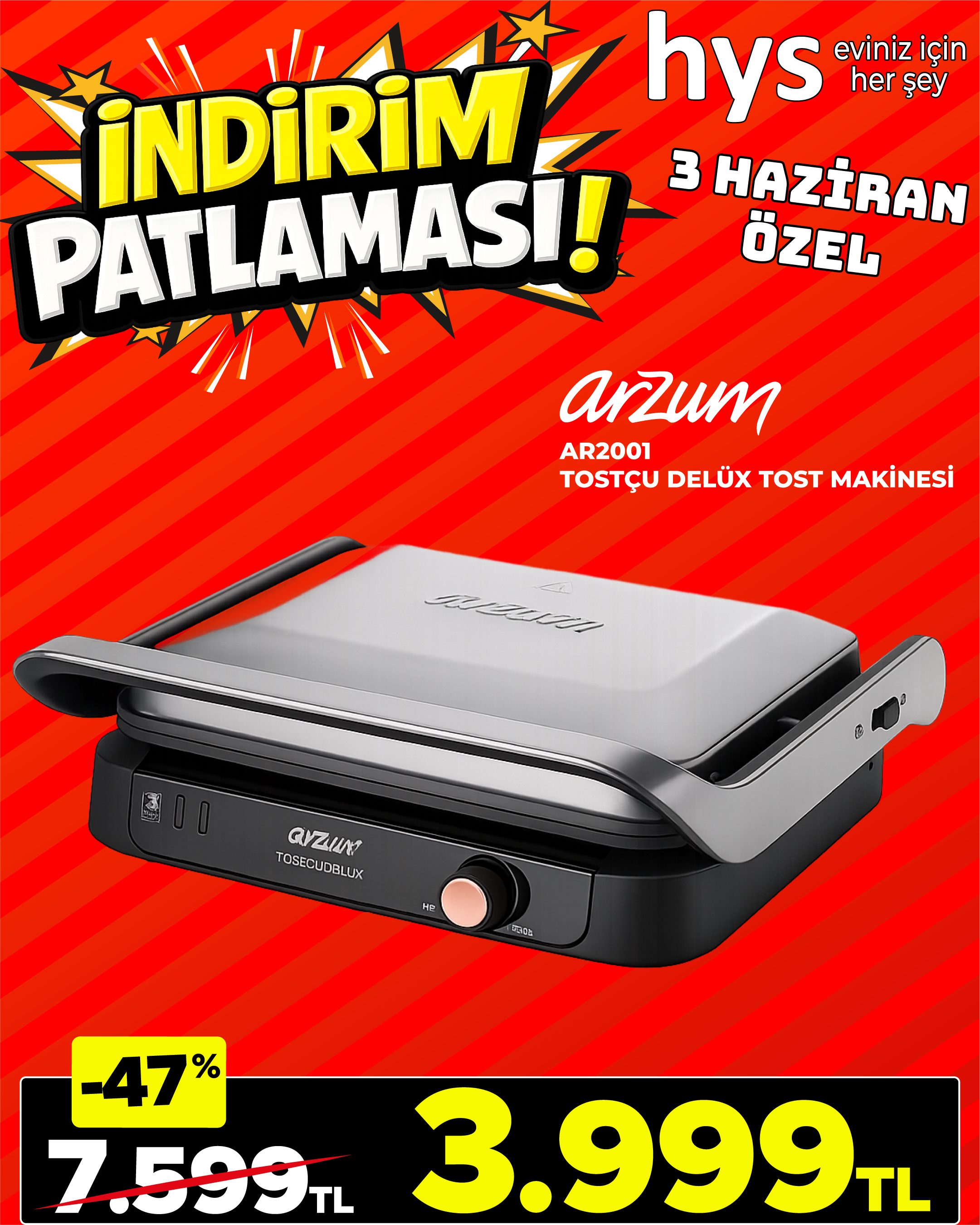 Arzum Tost Makinesi Ürün ana görseli