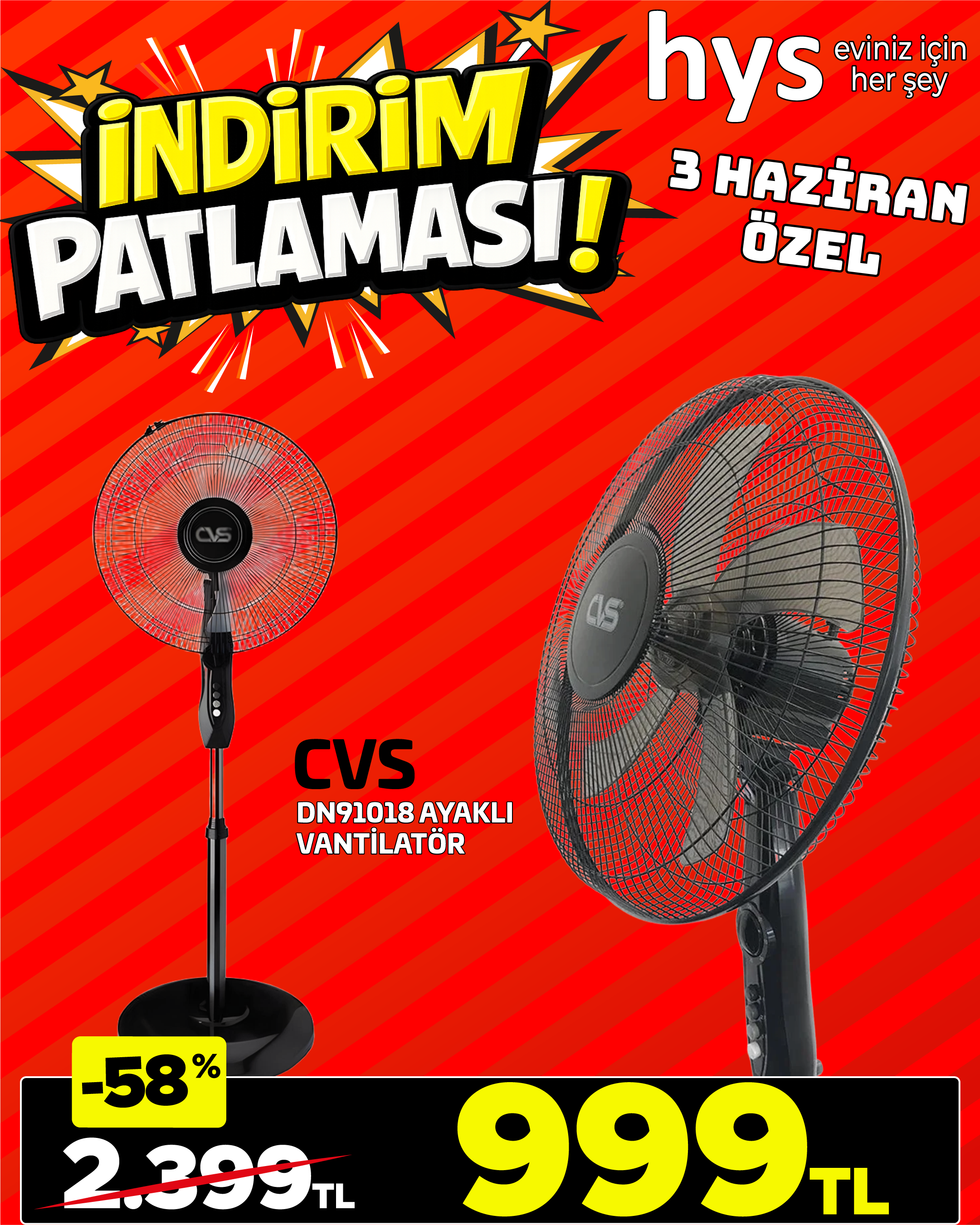 CVS Ayaklı Vantilatör