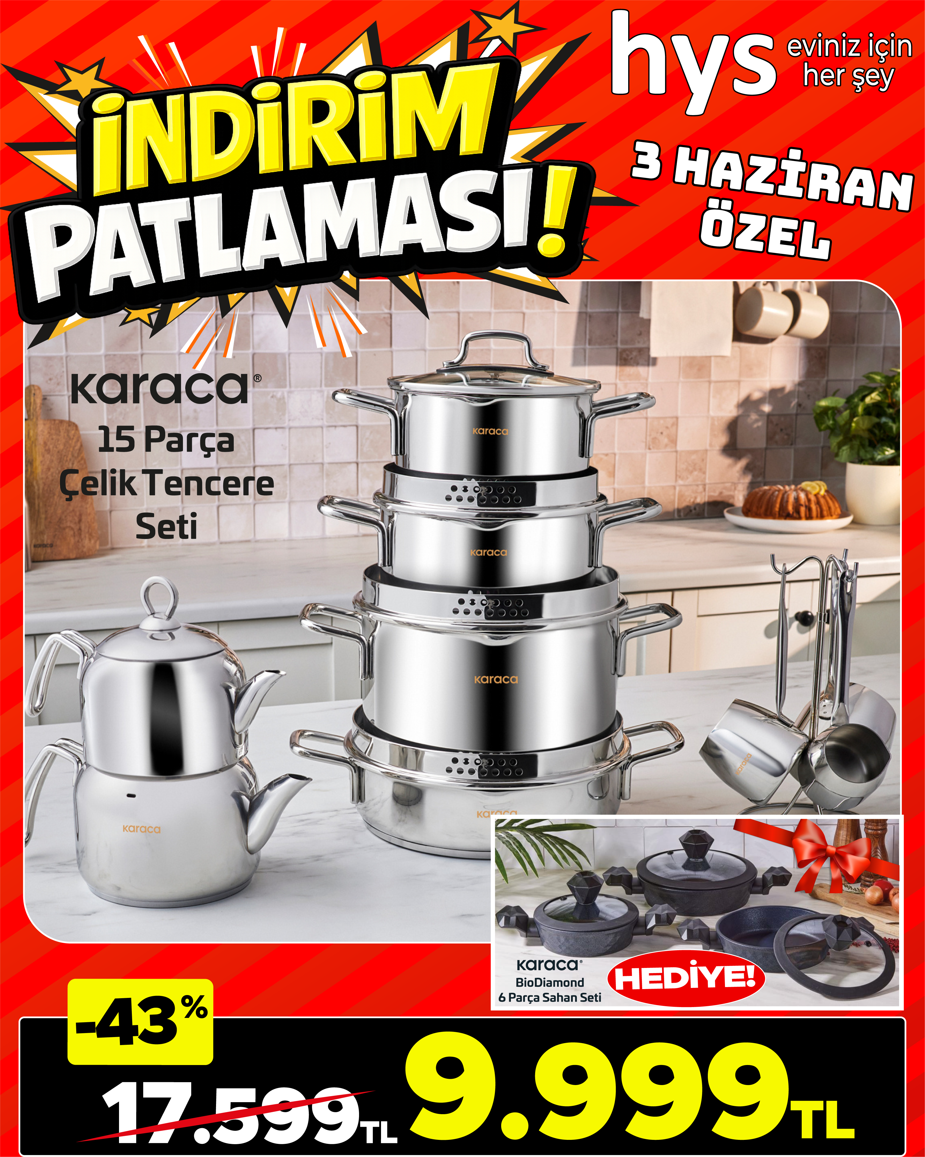 Karaca 15 Parça Çelik Tencere Seti Ürün ana görseli