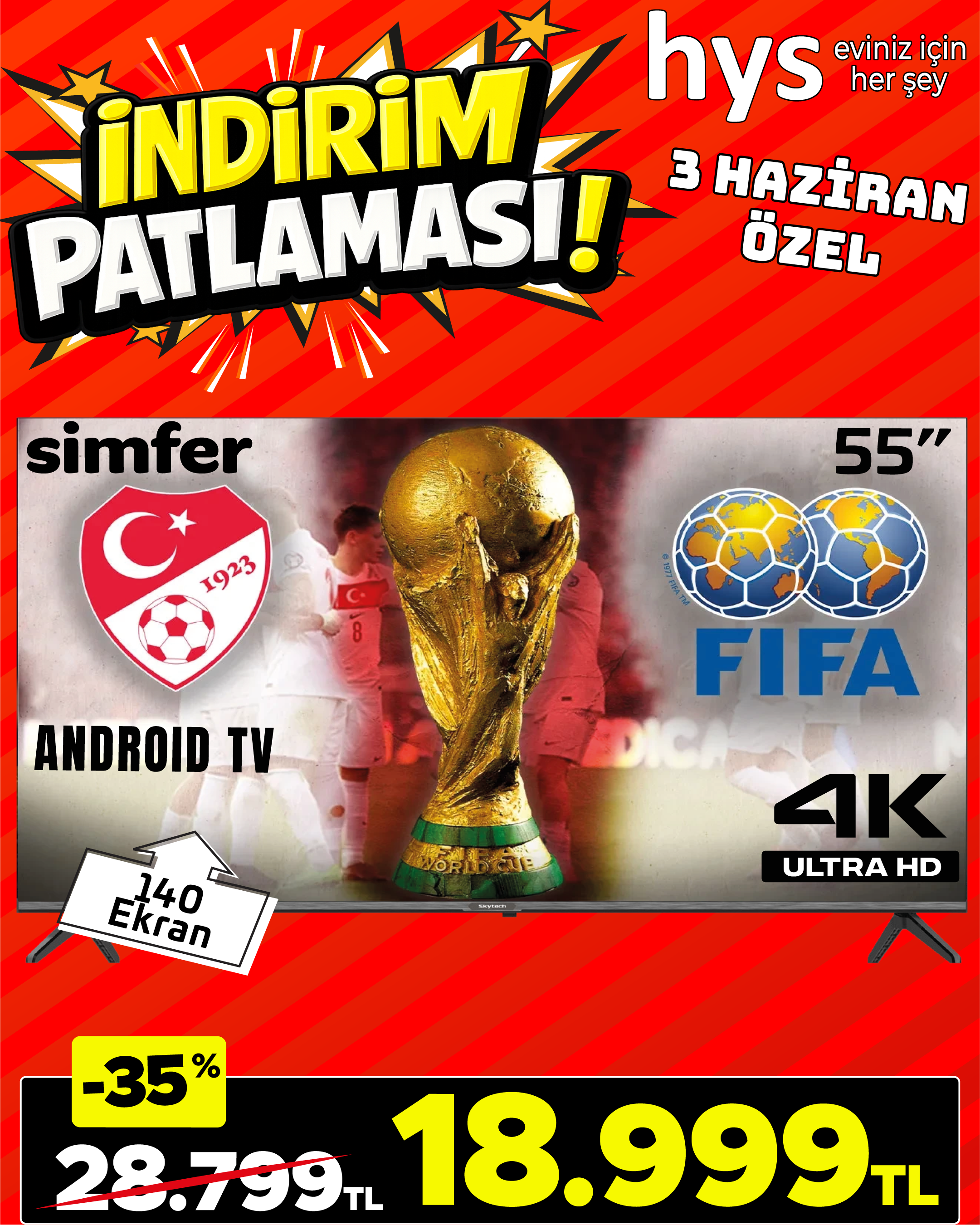 Simfer 55 İnç Android TV Ürün ana görseli