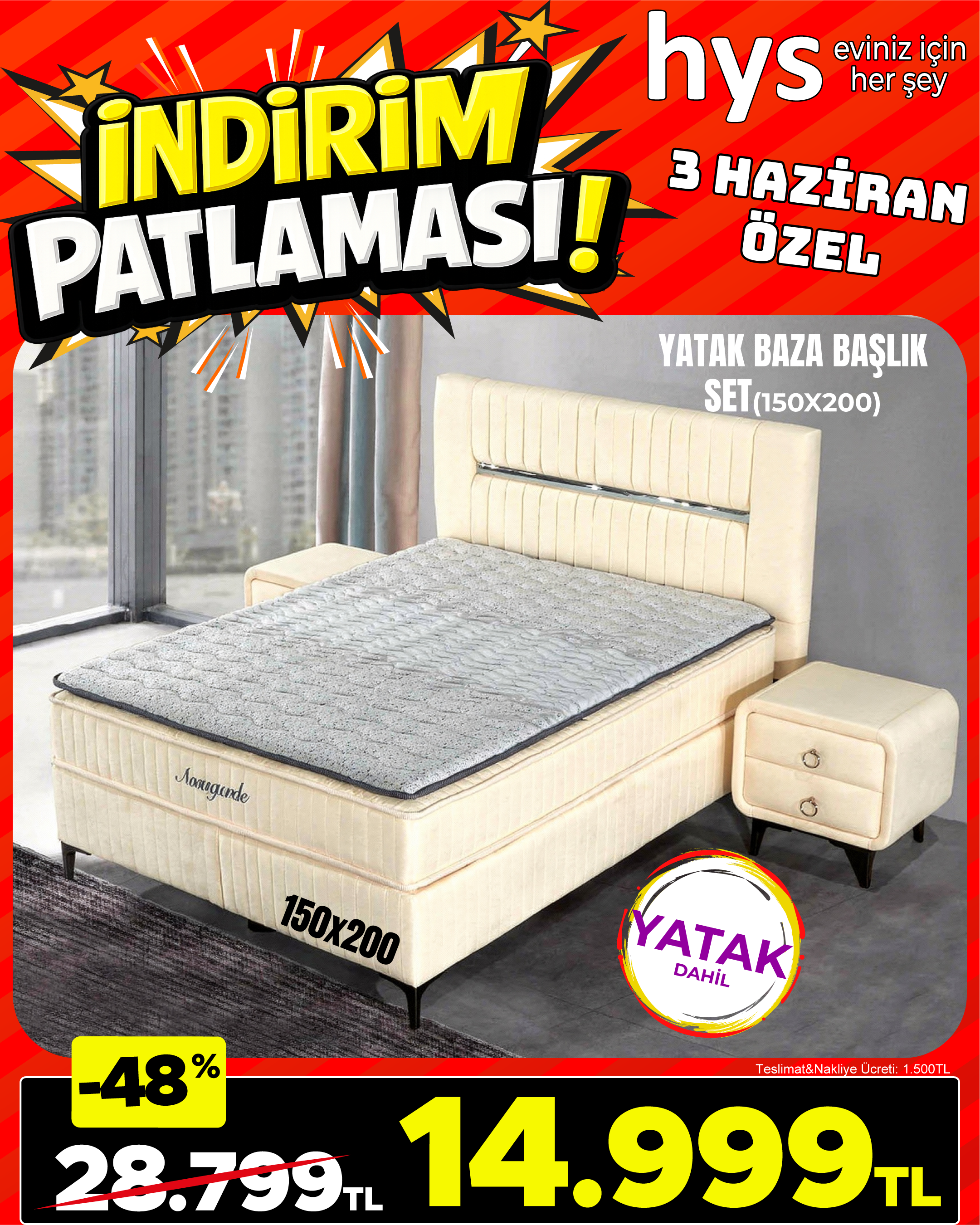 Yatak Baza Başlık Seti 150x200 Ürün ana görseli