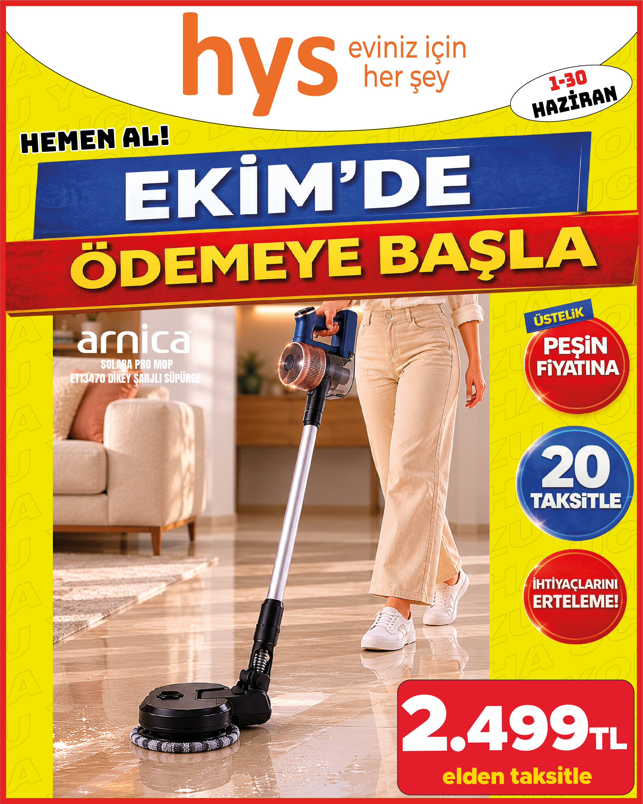 Arnica Solara Pro Mop ET13470 Dikey Şarjlı Süpürge