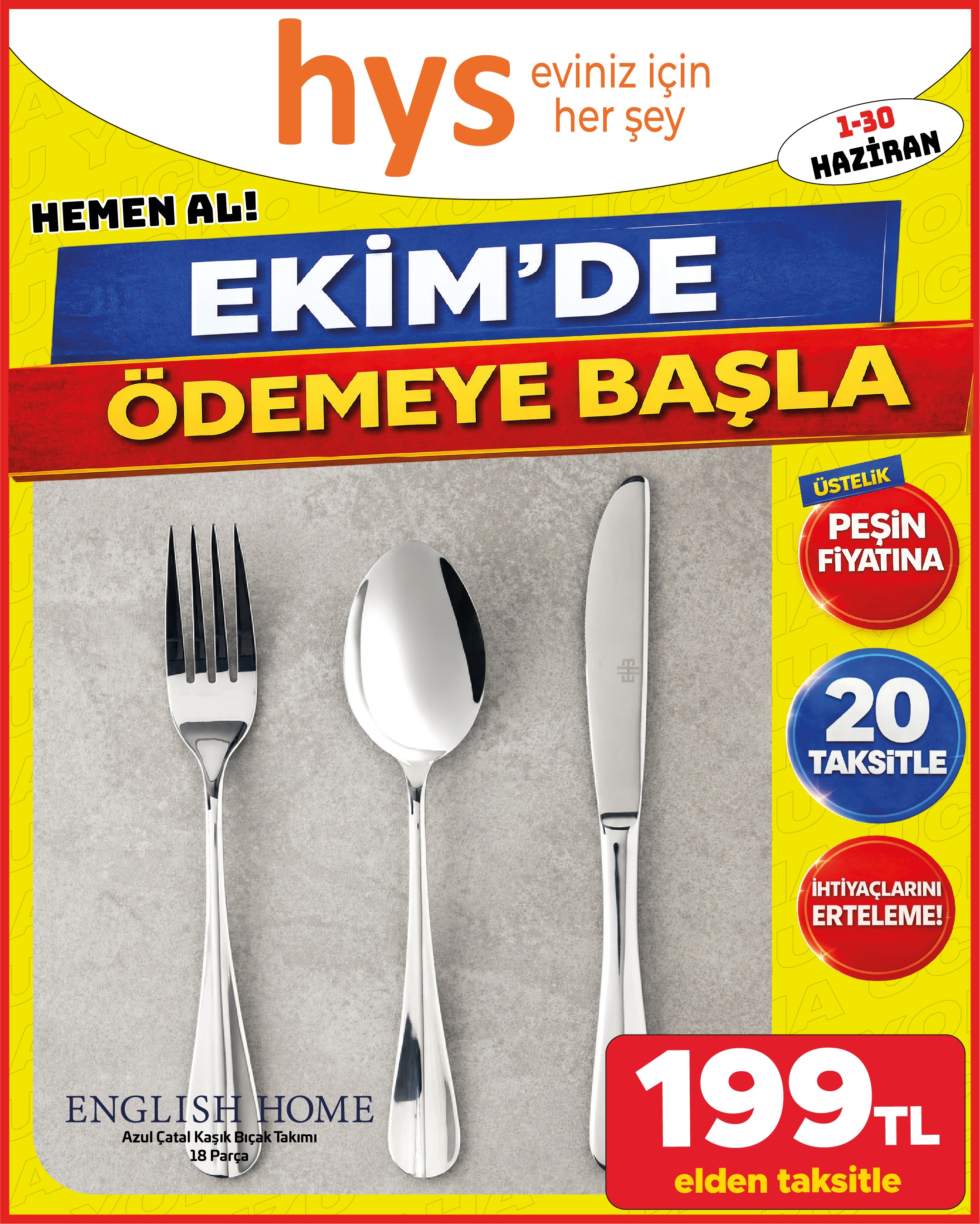 English Home Azul Çatal Kaşık Bıçak Takımı 18 Parça