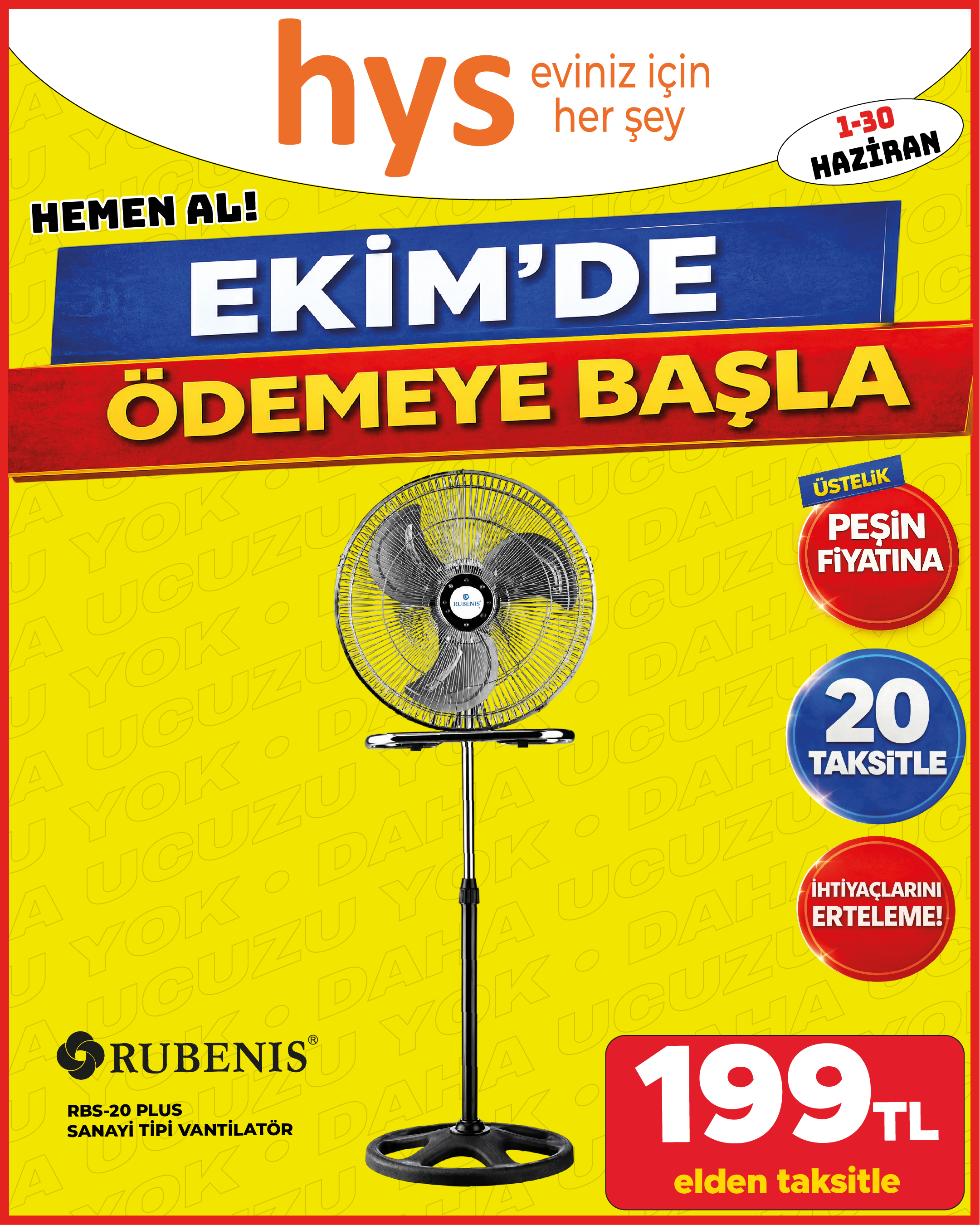 Rubenis RBS 20 Plus Sanayi Tipi Vantilatör