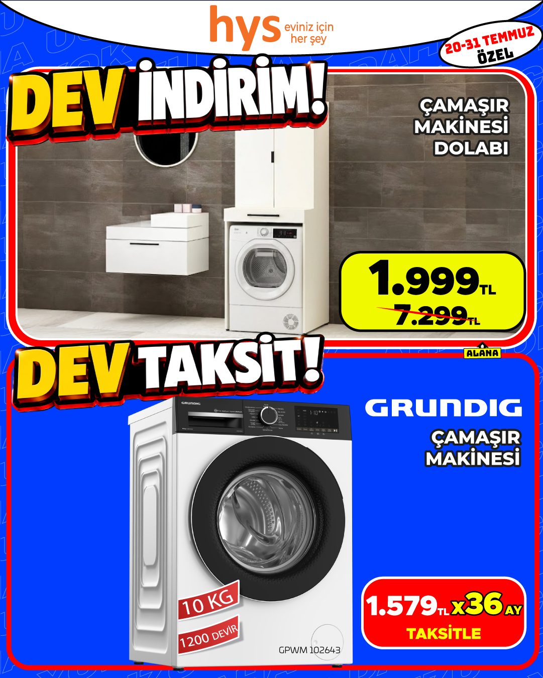 Çamaşır Makinesi Dolabı ve Grundig Çamaşır Makinesi Ürün ana görseli