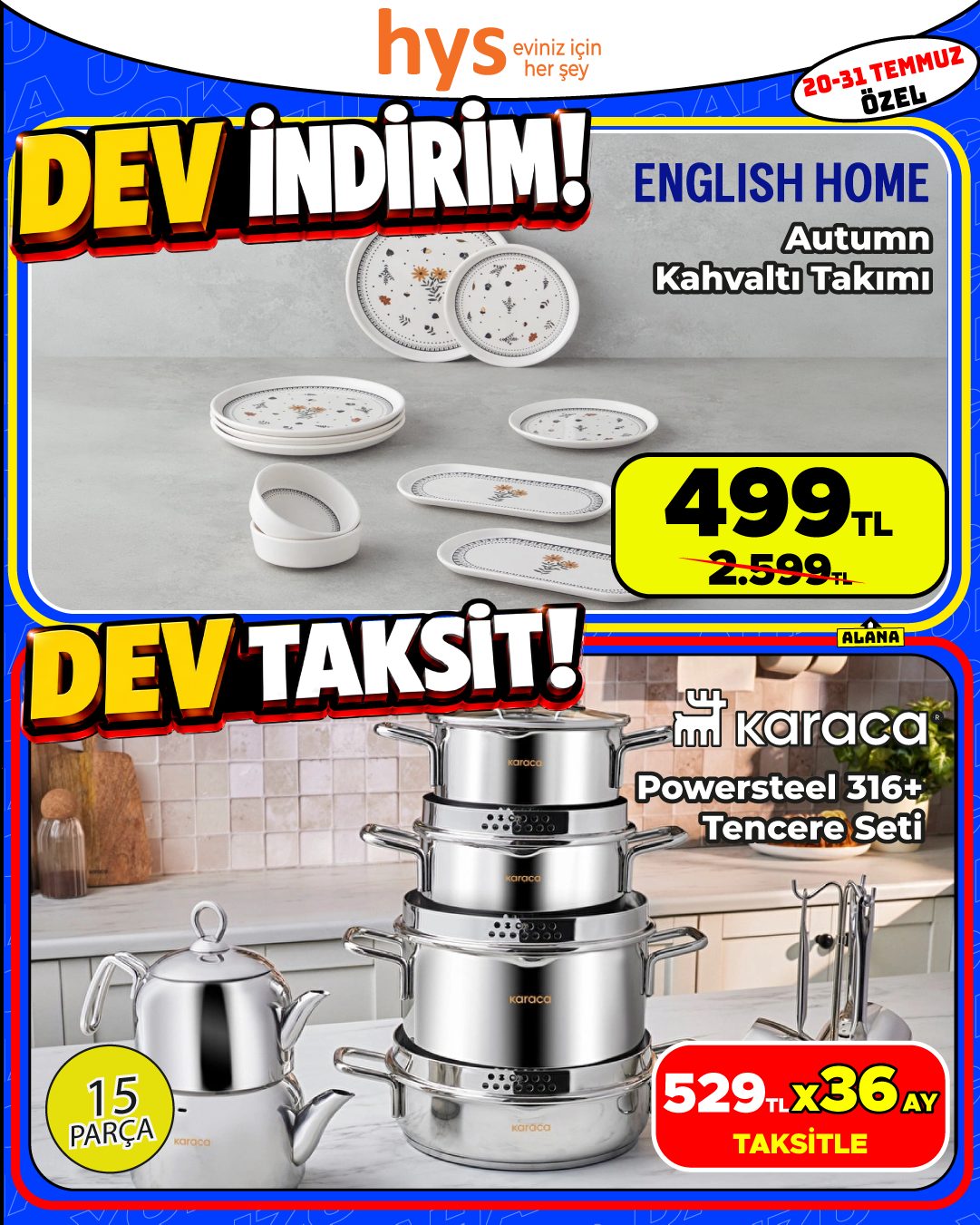 English Home Autumn Kahvaltı Takımı ve Karaca Powersteel 316 Tencere Seti Ürün ana görseli