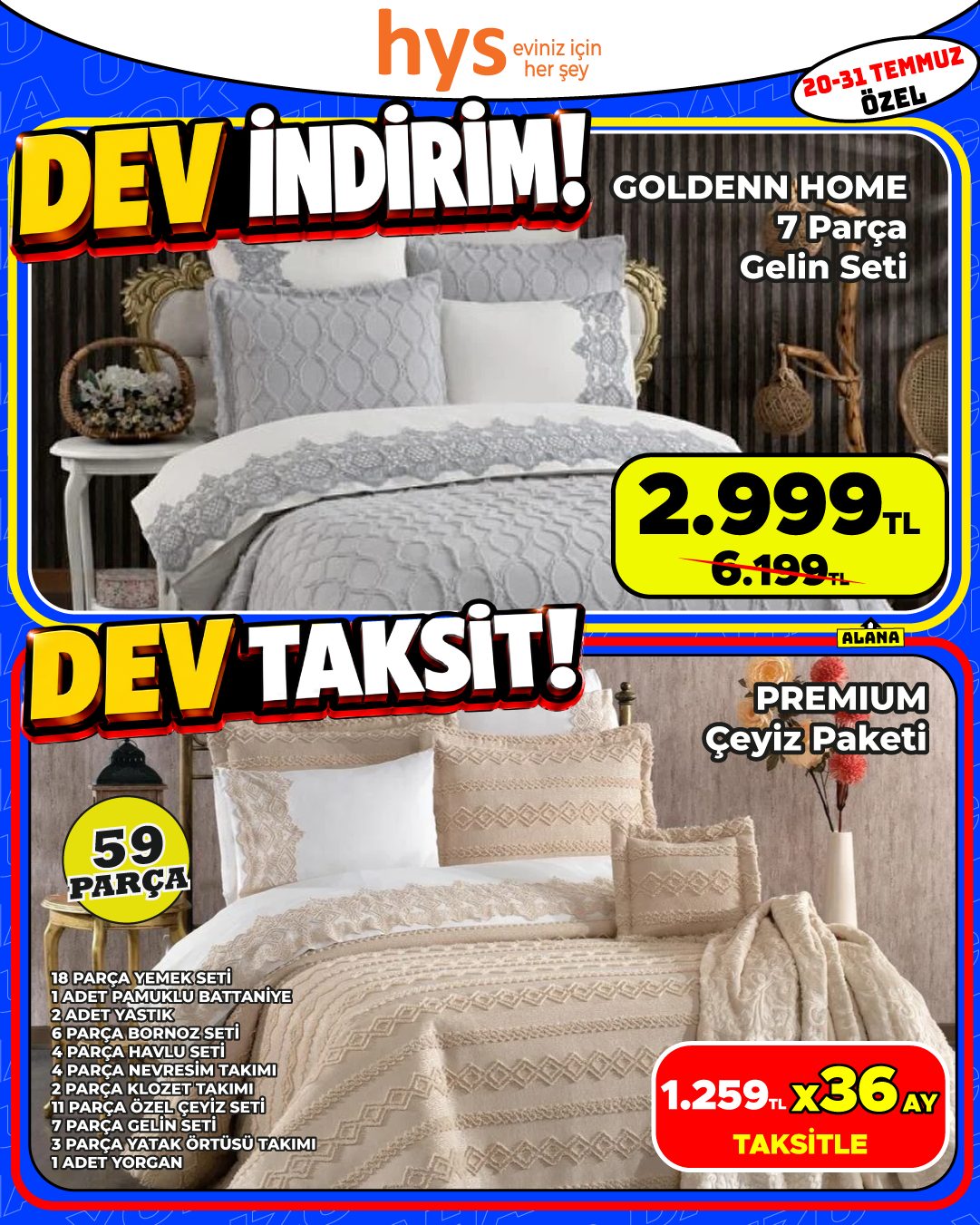 Golden Home 7 Parça Gelin Seti ve Premium Çeyiz Paketi