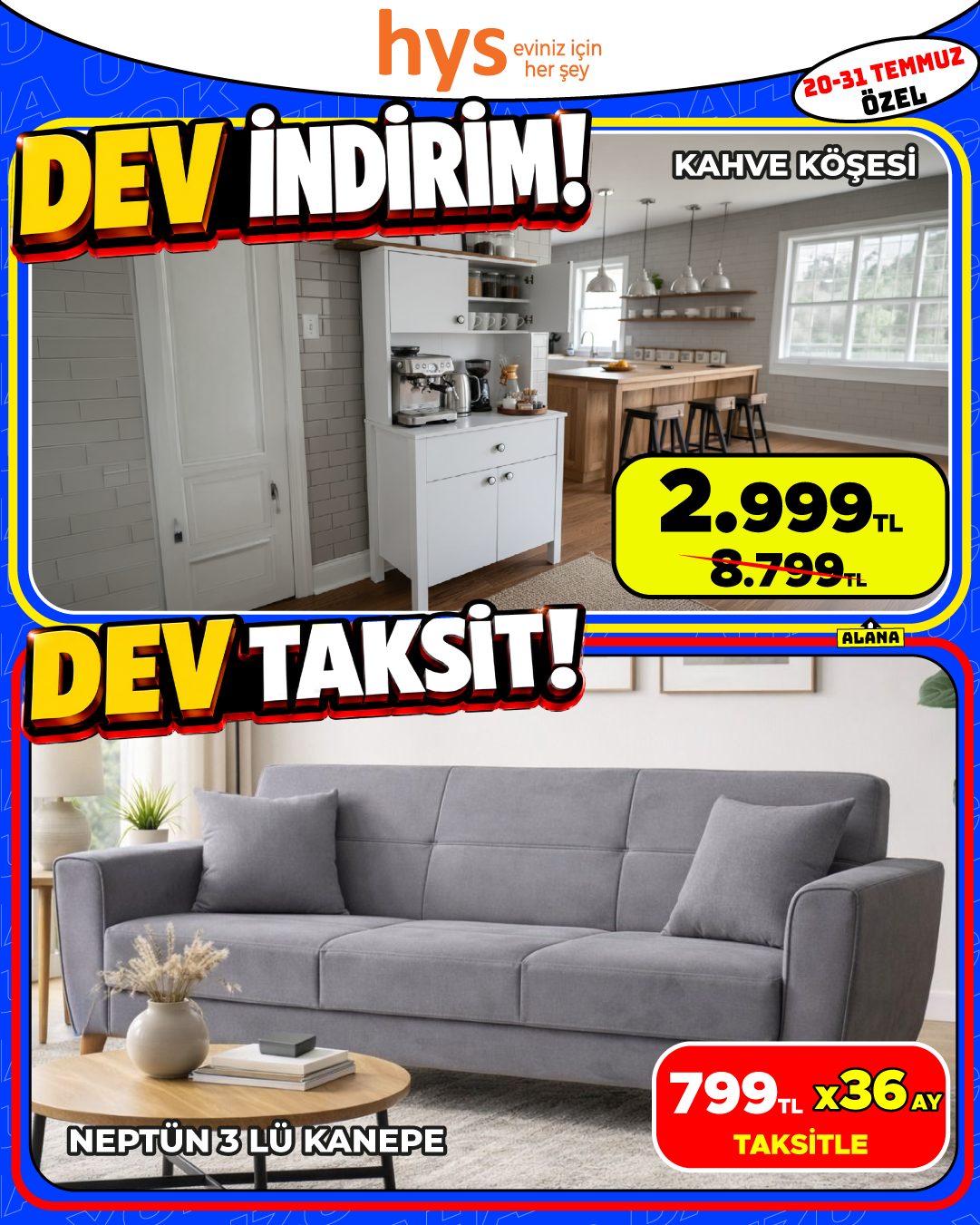 Kahve Köşesi ve Neptün 3'lü Kanepe
