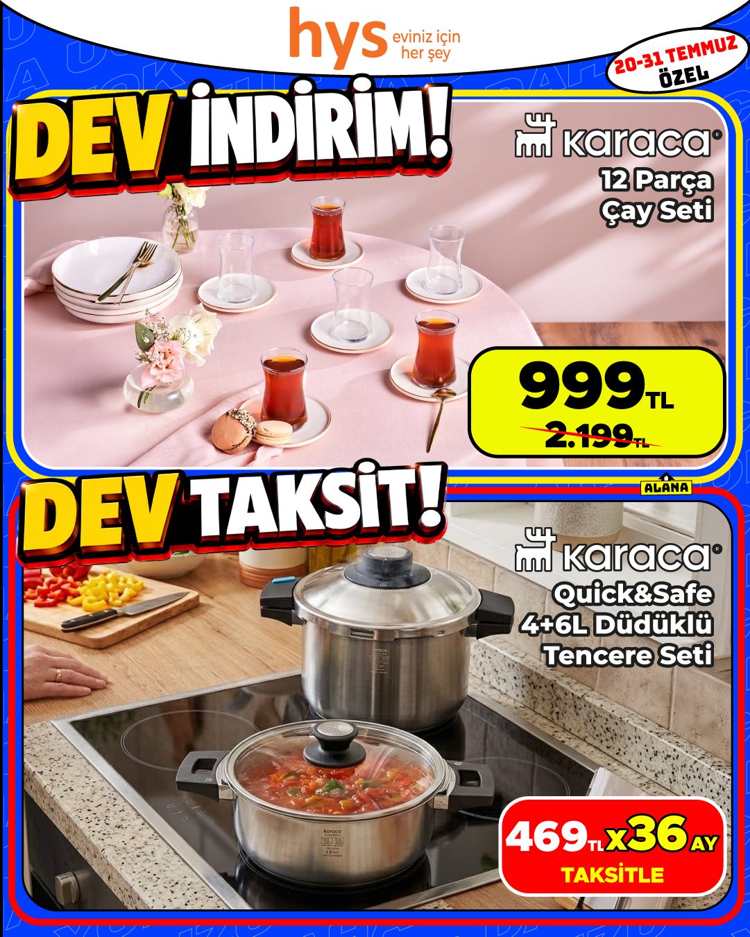 Karaca 12 Parça Çay Seti ve Karaca Quicksafe 4-6 Lt Düdüklü Tencere Seti Ürün ana görseli