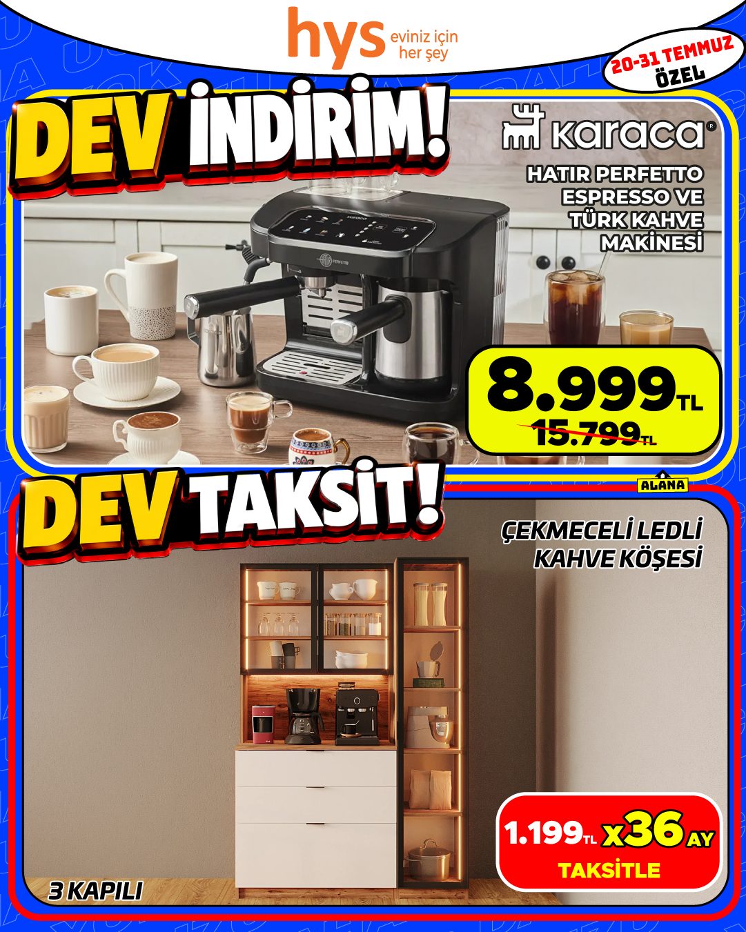 Karaca Hatır Perfect Espresso Makinesi ve Çekmeceli Ledli Kahve Köşesi Ürün ana görseli
