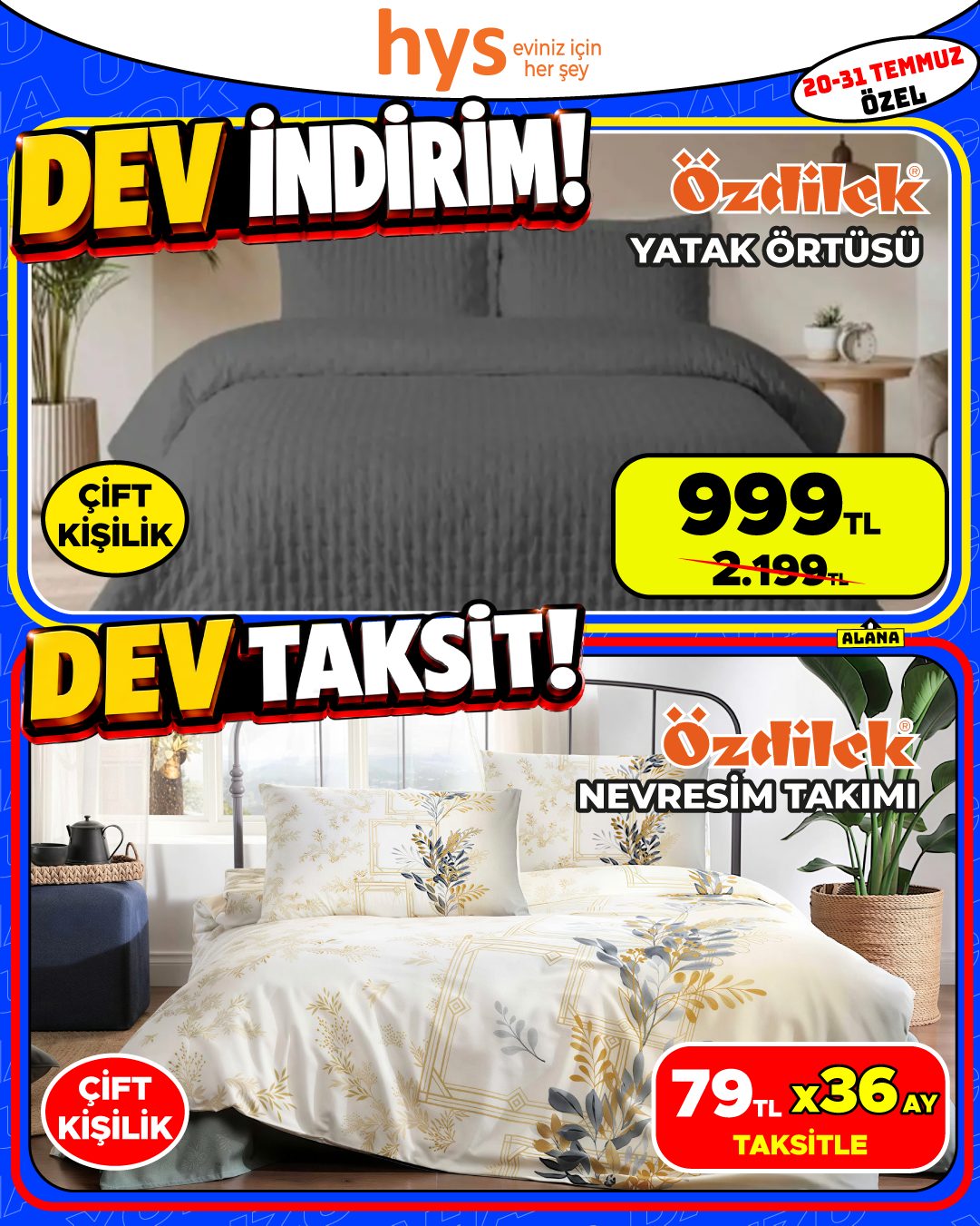 Özdilek Yatak Örtüsü ve Özdilek Nevresim Takımı