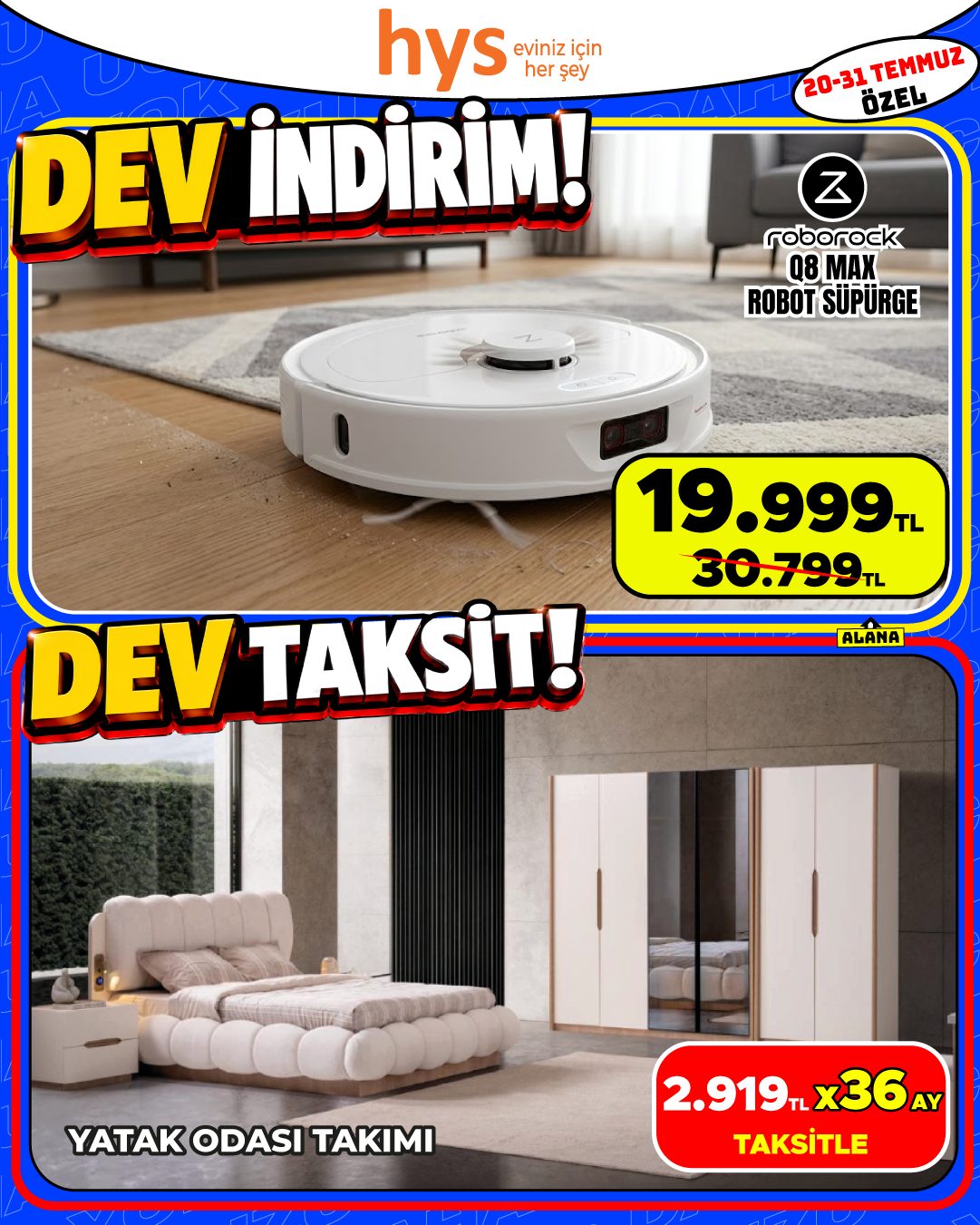 Robot Süpürge ve Yatak Odası Takımı Ürün ana görseli