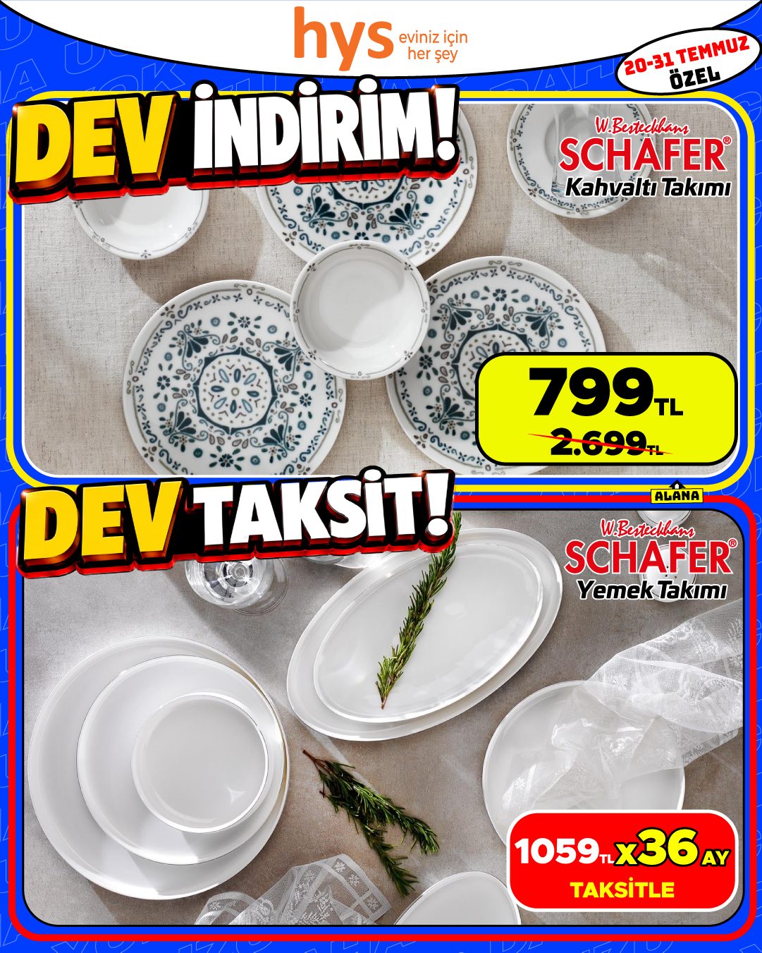 Schaffer Kahvaltı Takımı ve Schaffer Yemek Takımı Ürün ana görseli