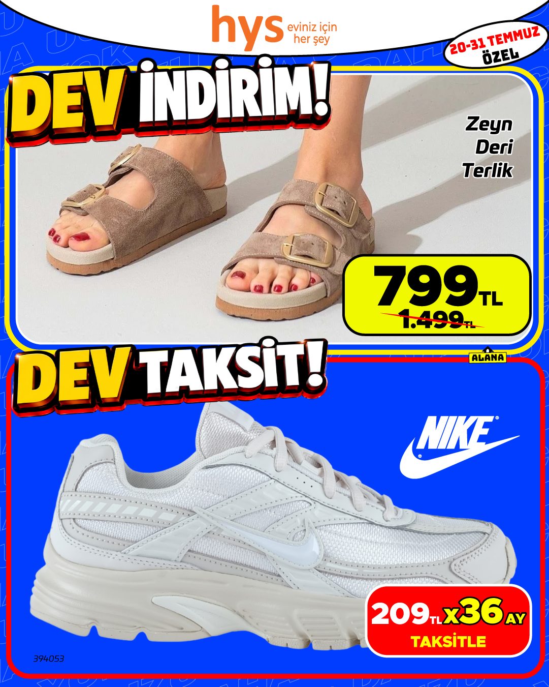 Zeyn Deri Terlik ve Nike Beyaz Spor Ayakkabı Ürün ana görseli