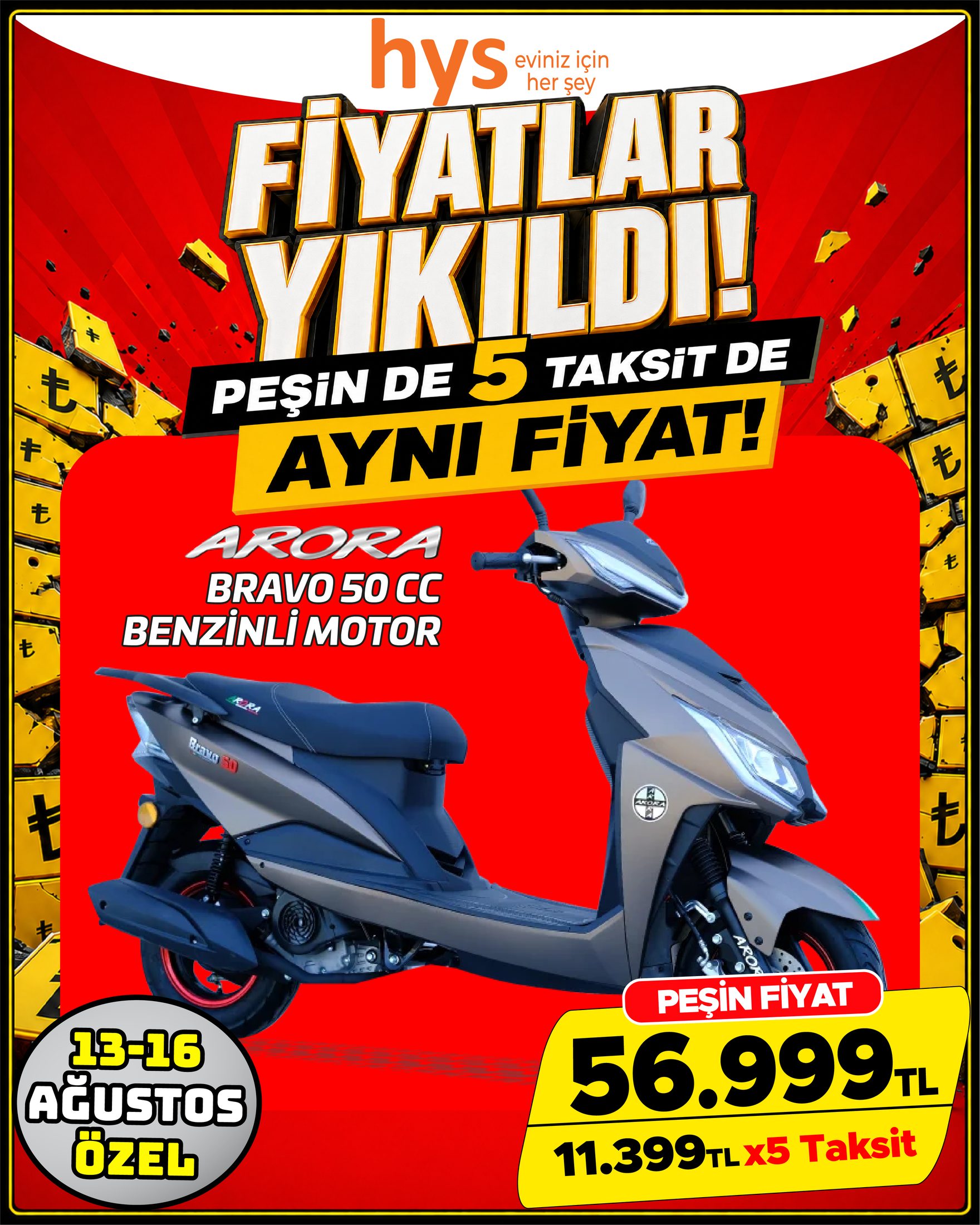 Arora Bravo 50 CC Benzinli Motor