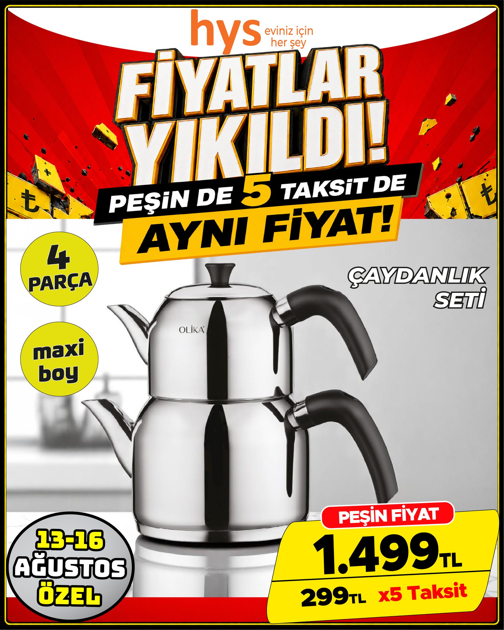4 Parça Çaydanlık Seti