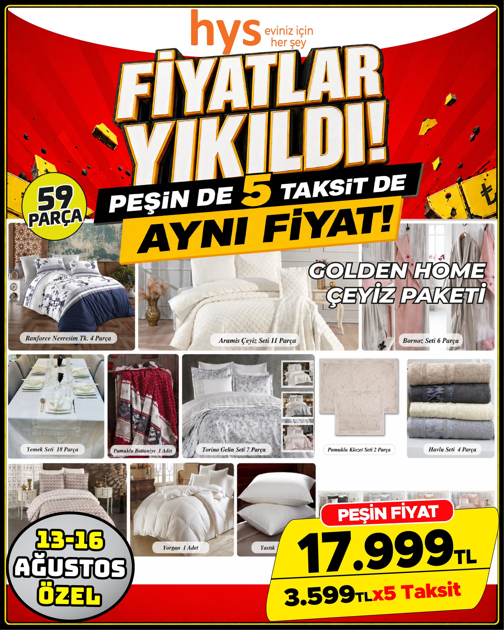 Golden Home Çeyiz Paketi 59 Parça