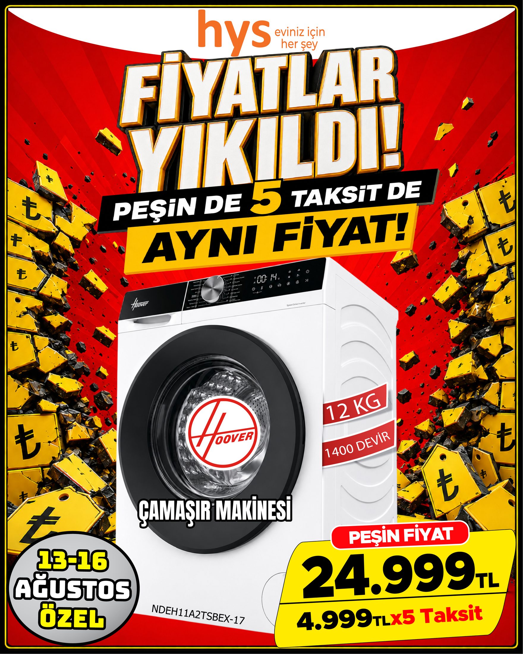Hoover 12 Kg Çamaşır Makinesi
