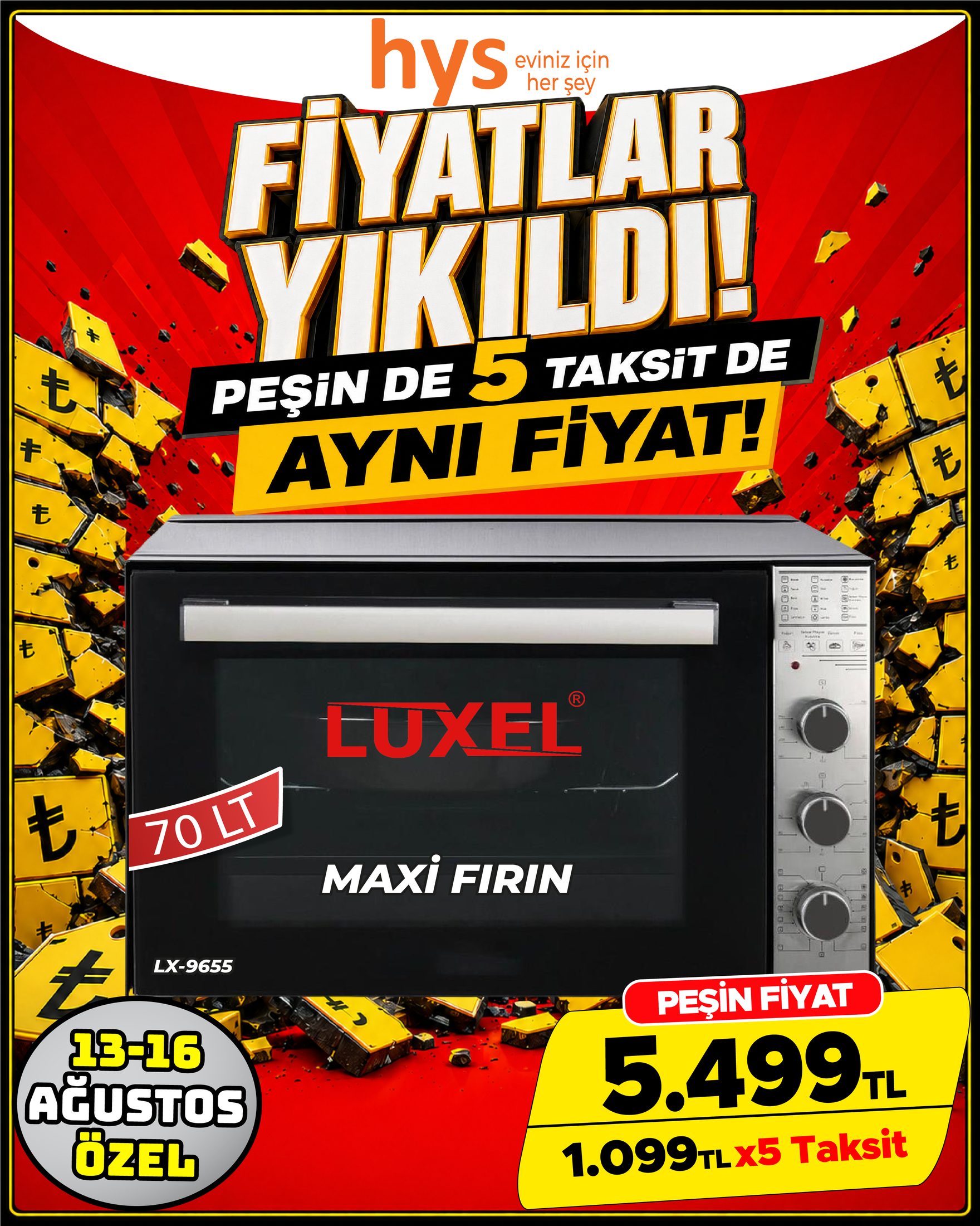 Luxell Maxi Fırın 70 Lt