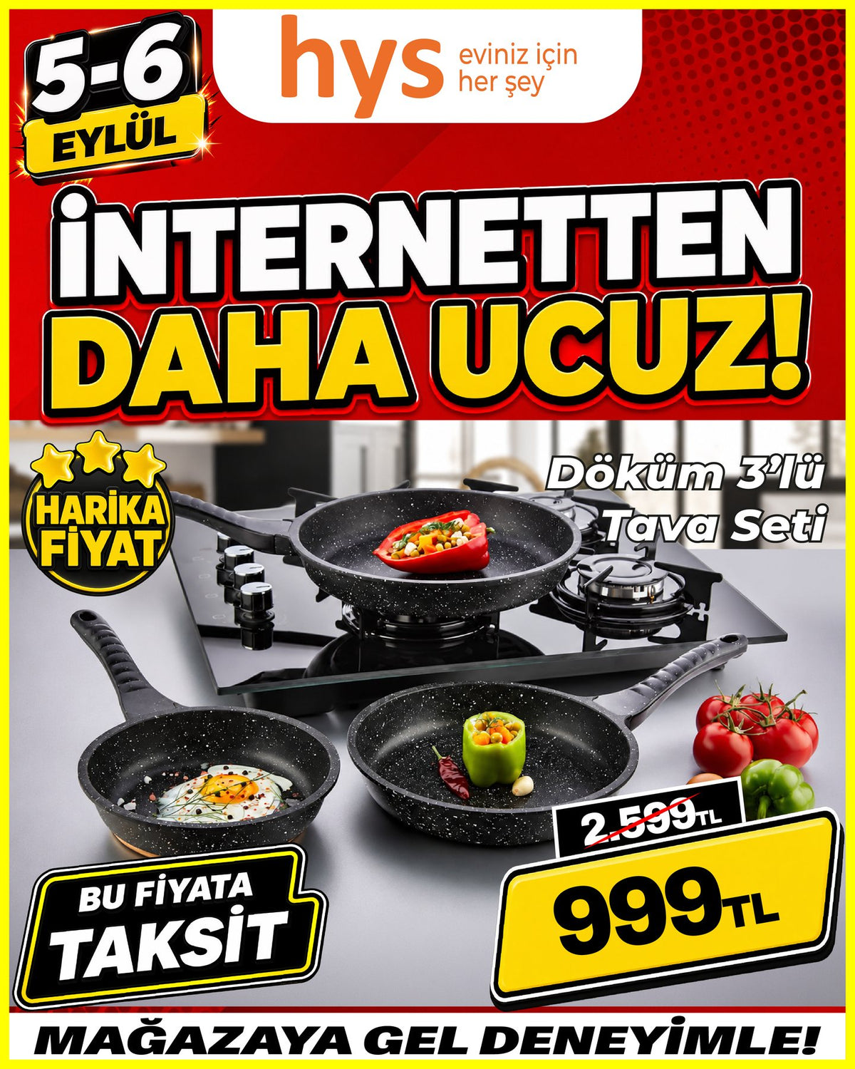 Döküm 3'lü Tava Seti