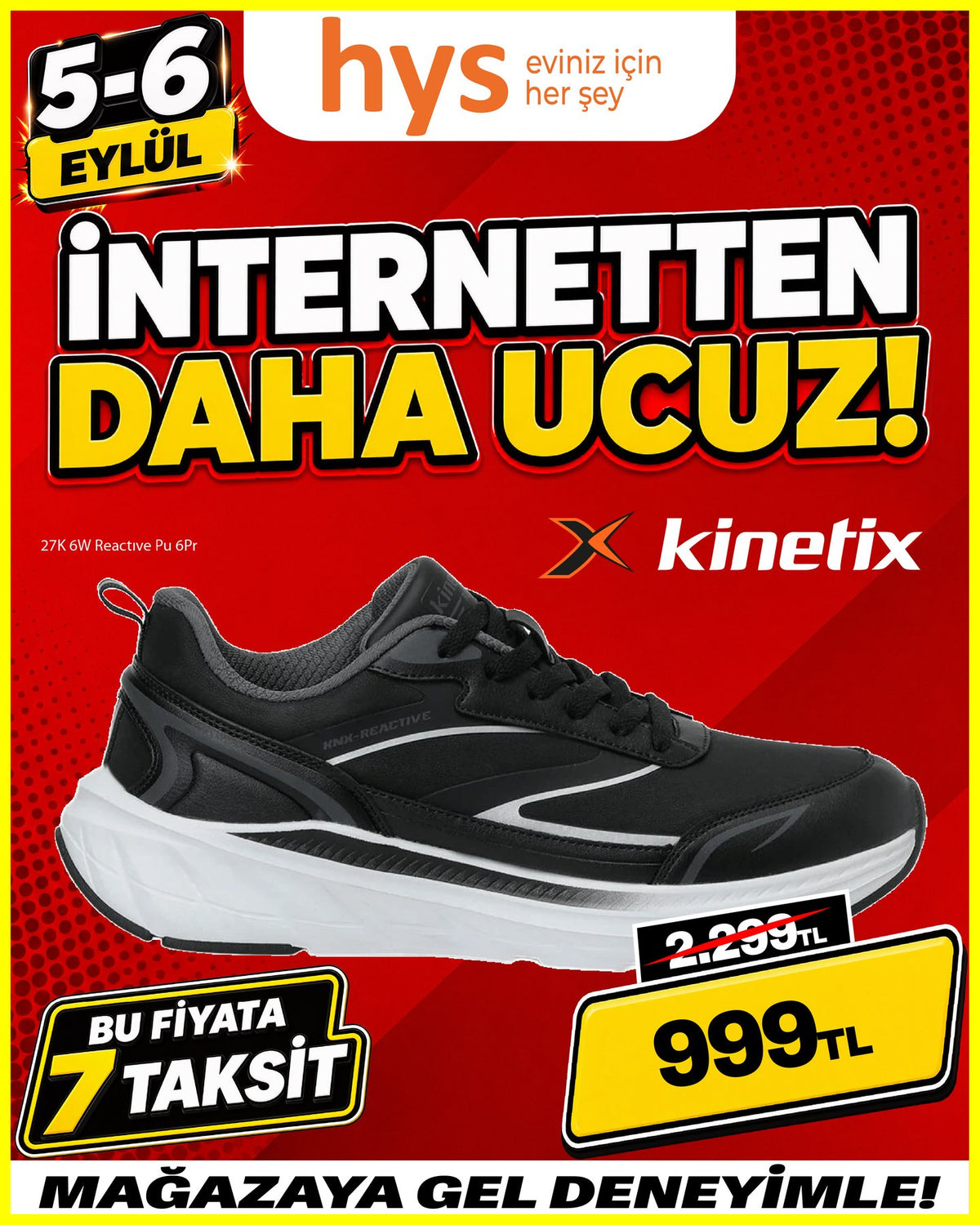 Kinetix Reactive Siyah Spor Ayakkabı