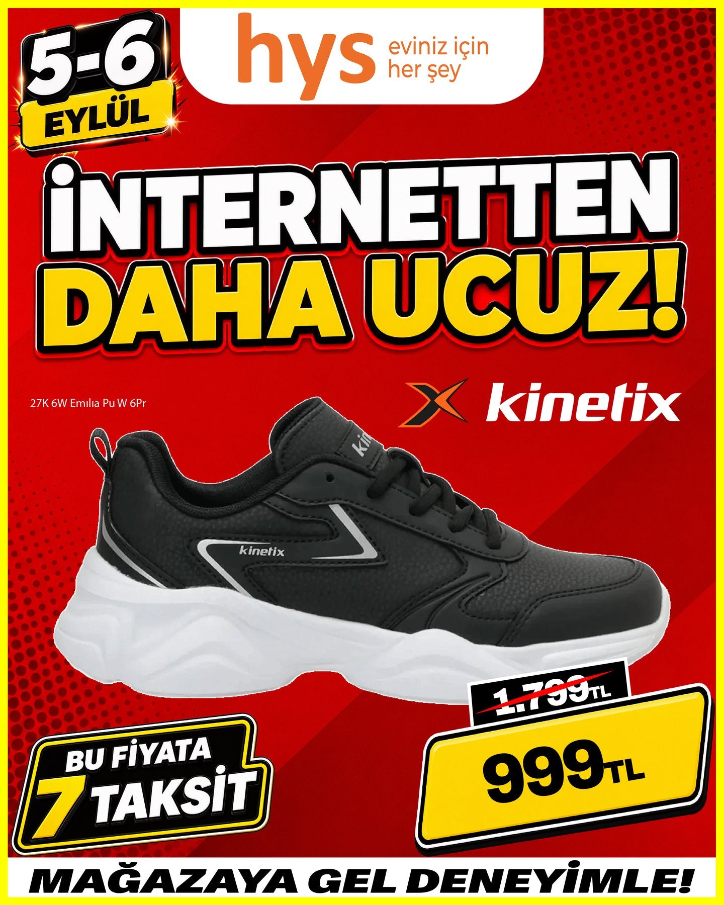 Kinetix Siyah Spor Ayakkabı Ürün ana görseli