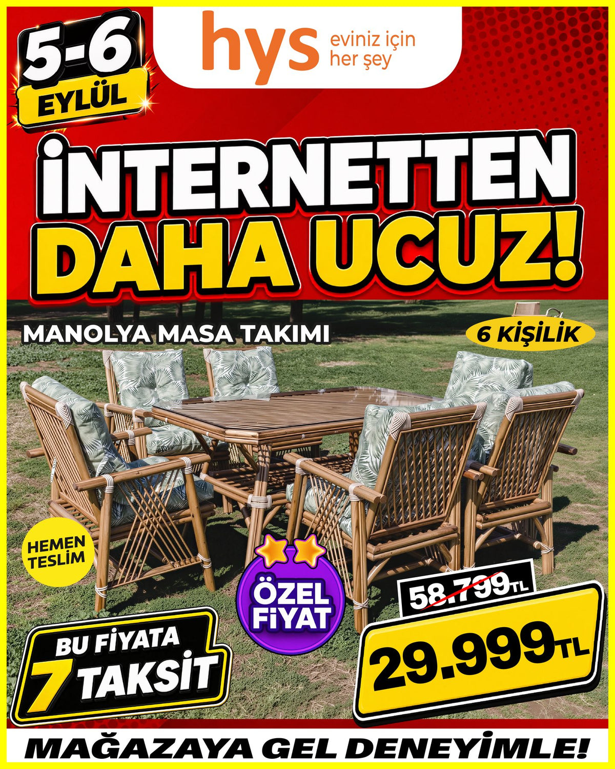 Manolya Masa Takımı 6 Kişilik Ürün ana görseli