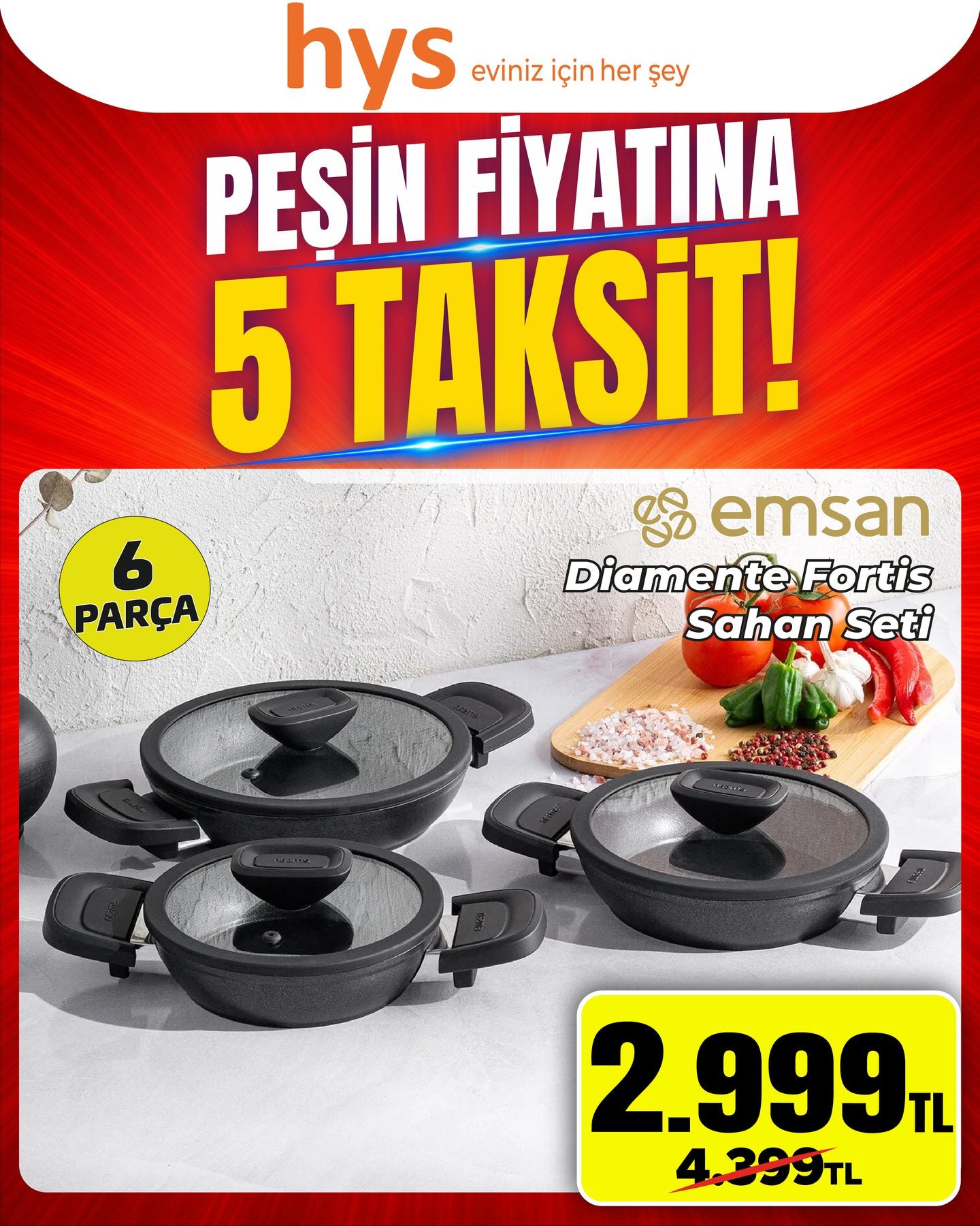 Emsan Diamante Fortis Sahan Seti 6 Parça