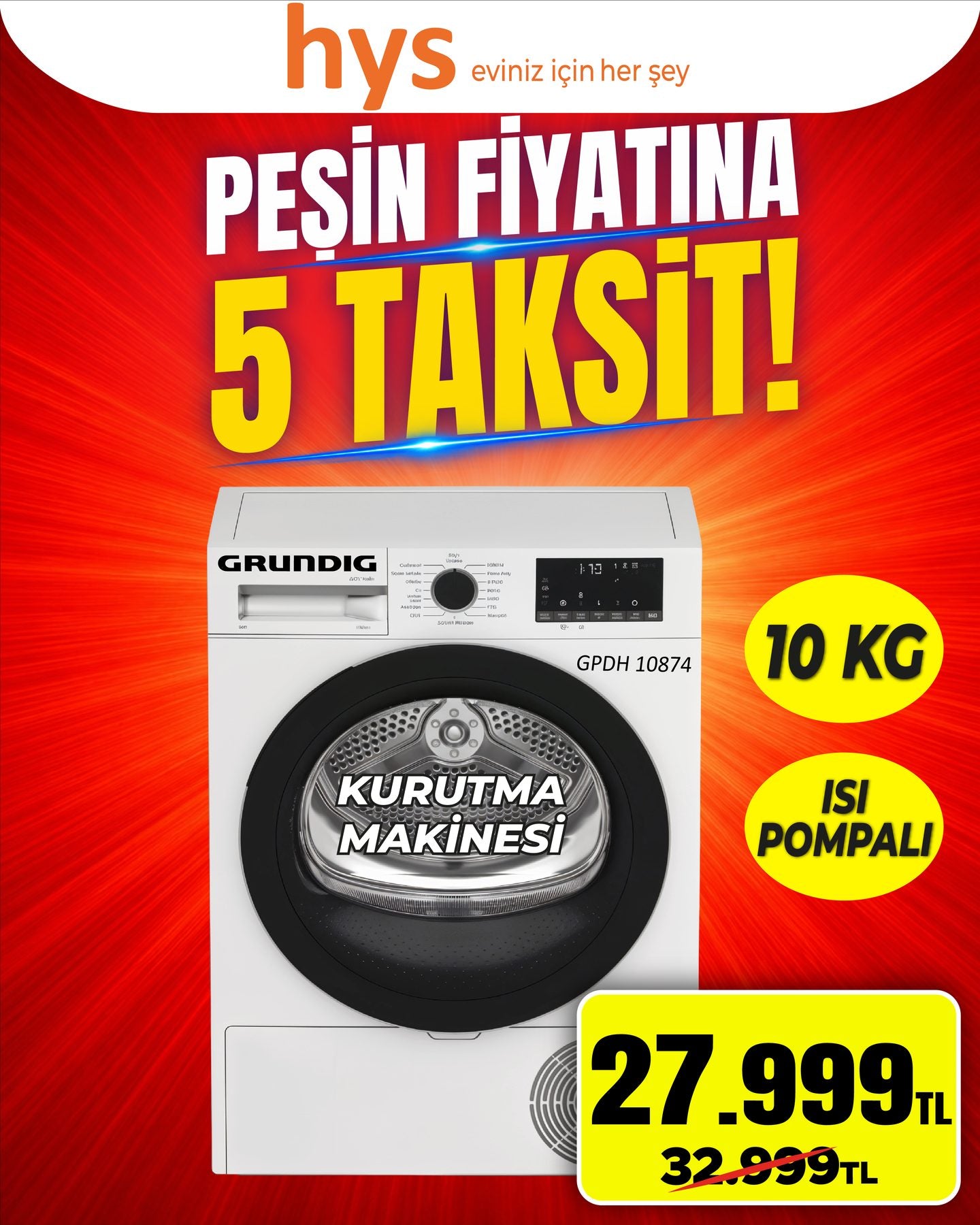 Grundig Kurutma Makinesi 10 Kg
