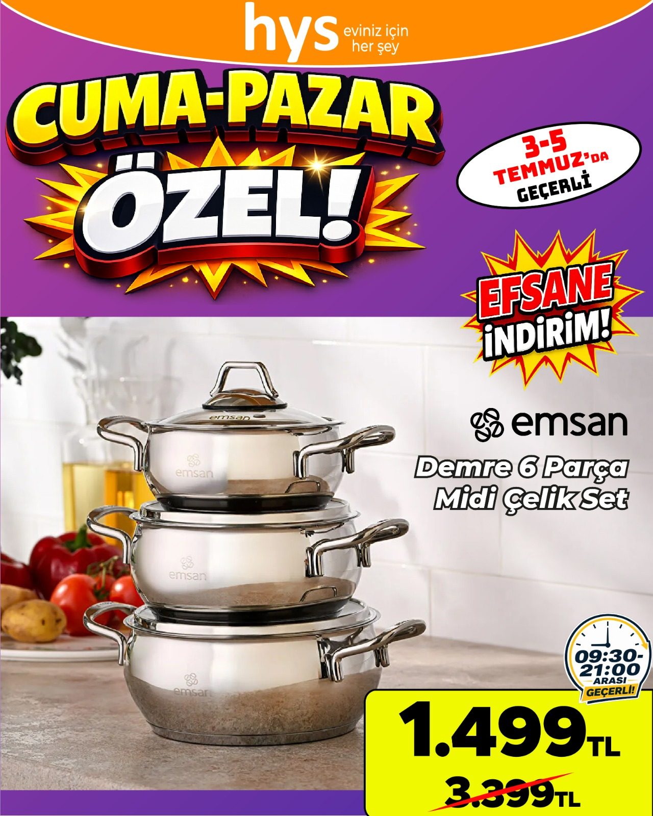 Emsan Demre 6 Parça Çelik Tencere Seti