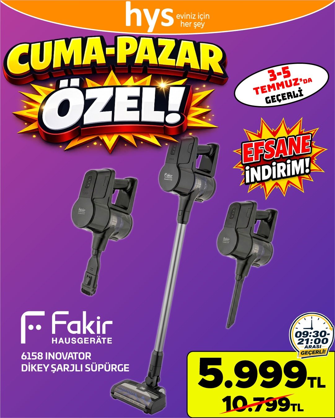Fakir İnovator Dikey Şarjlı Süpürge Ürün ana görseli