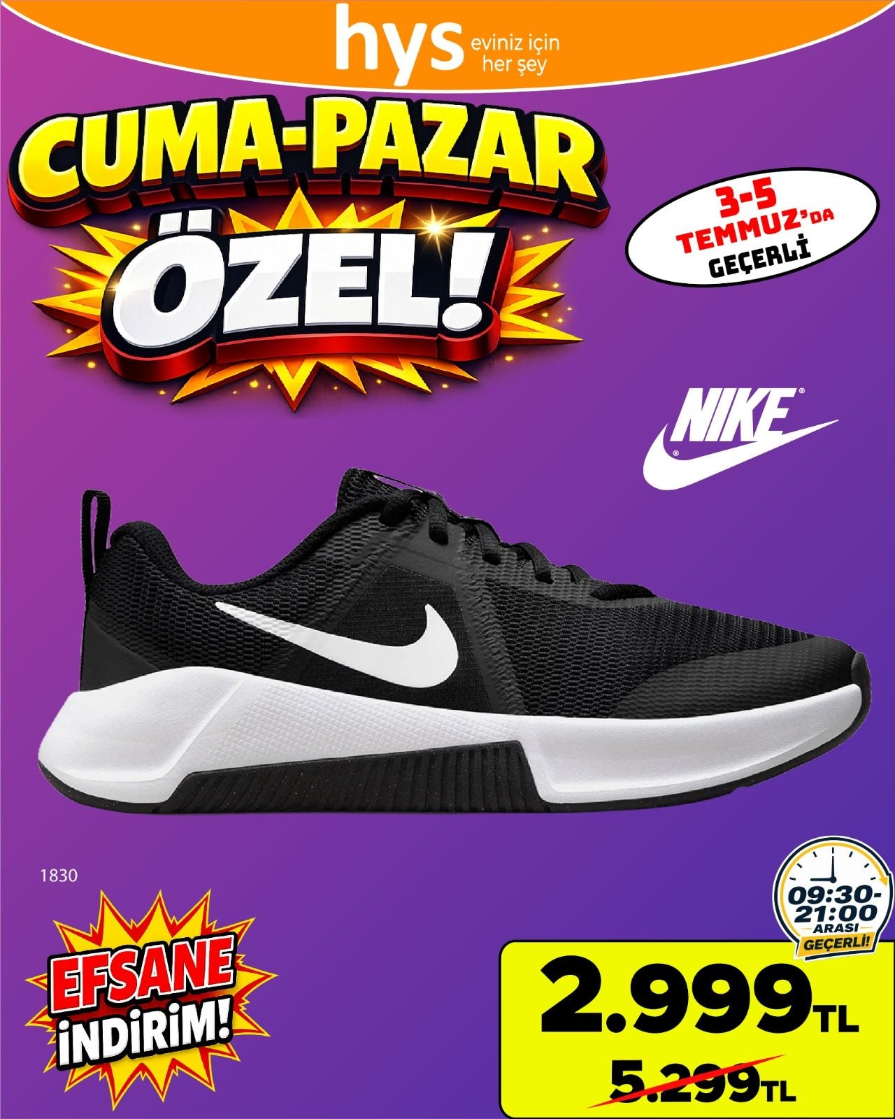 Nike Siyah Beyaz Spor Ayakkabı Ürün ana görseli