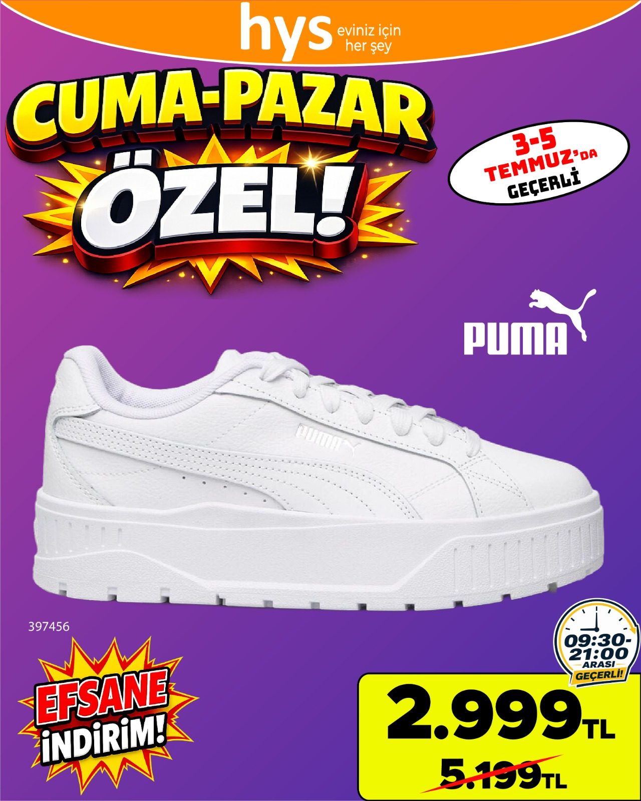 Puma Beyaz Spor Ayakkabı Ürün ana görseli