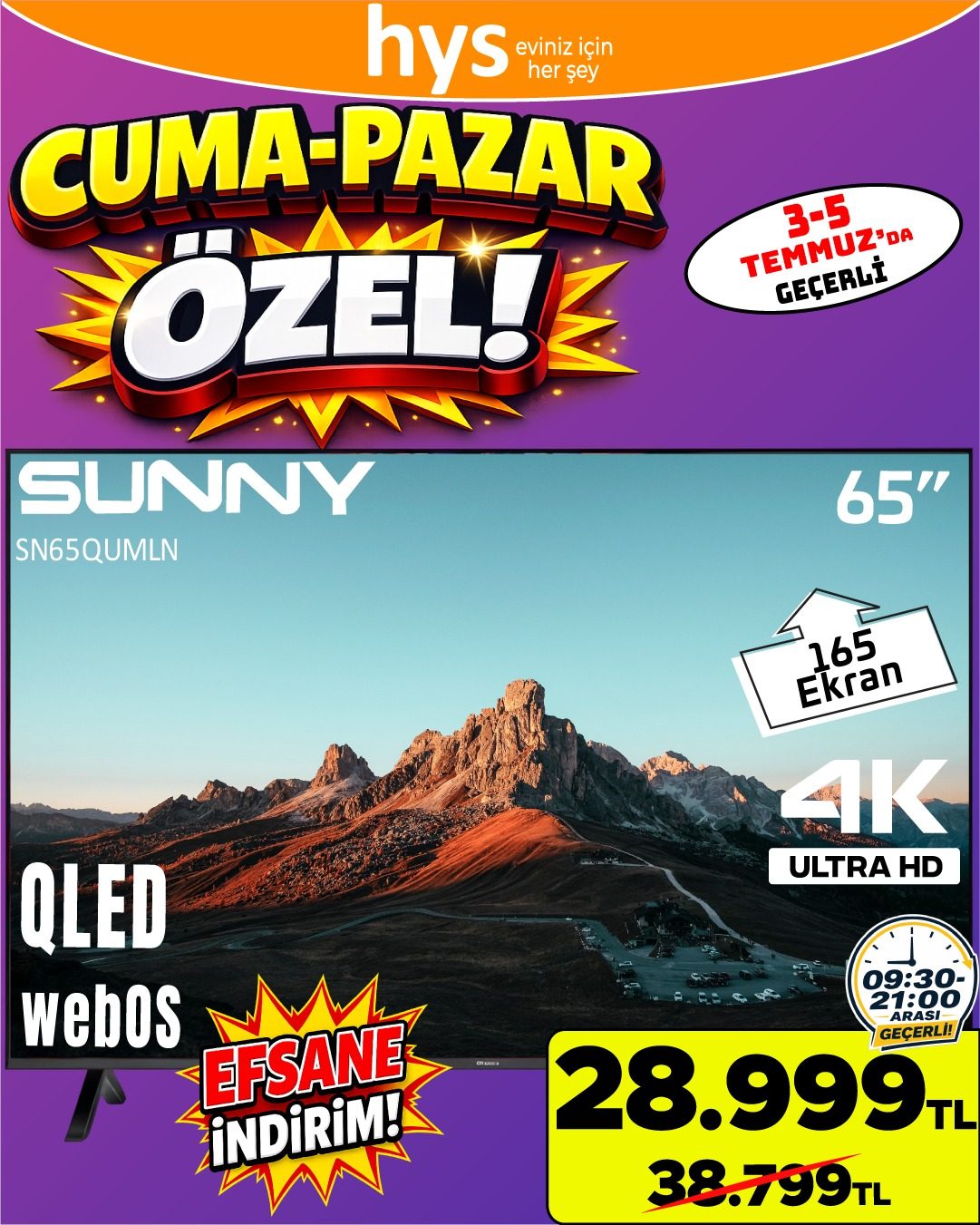 Sunny 65 İnç QLED WebOS TV Ürün ana görseli