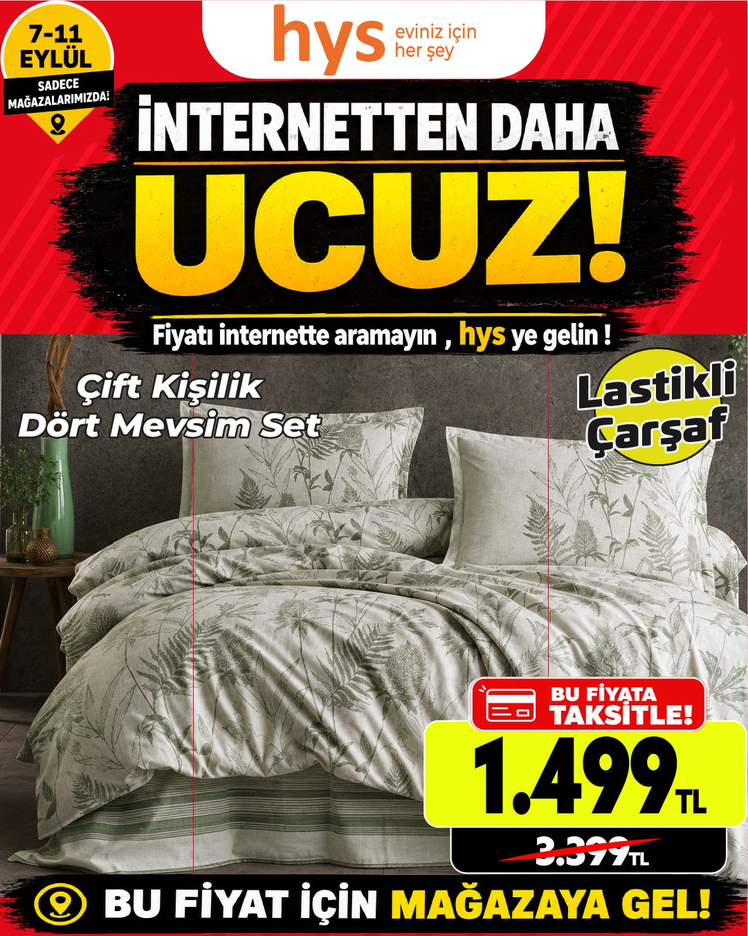 Çift Kişilik Dört Mevsim Set Lastikli Çarşaflı