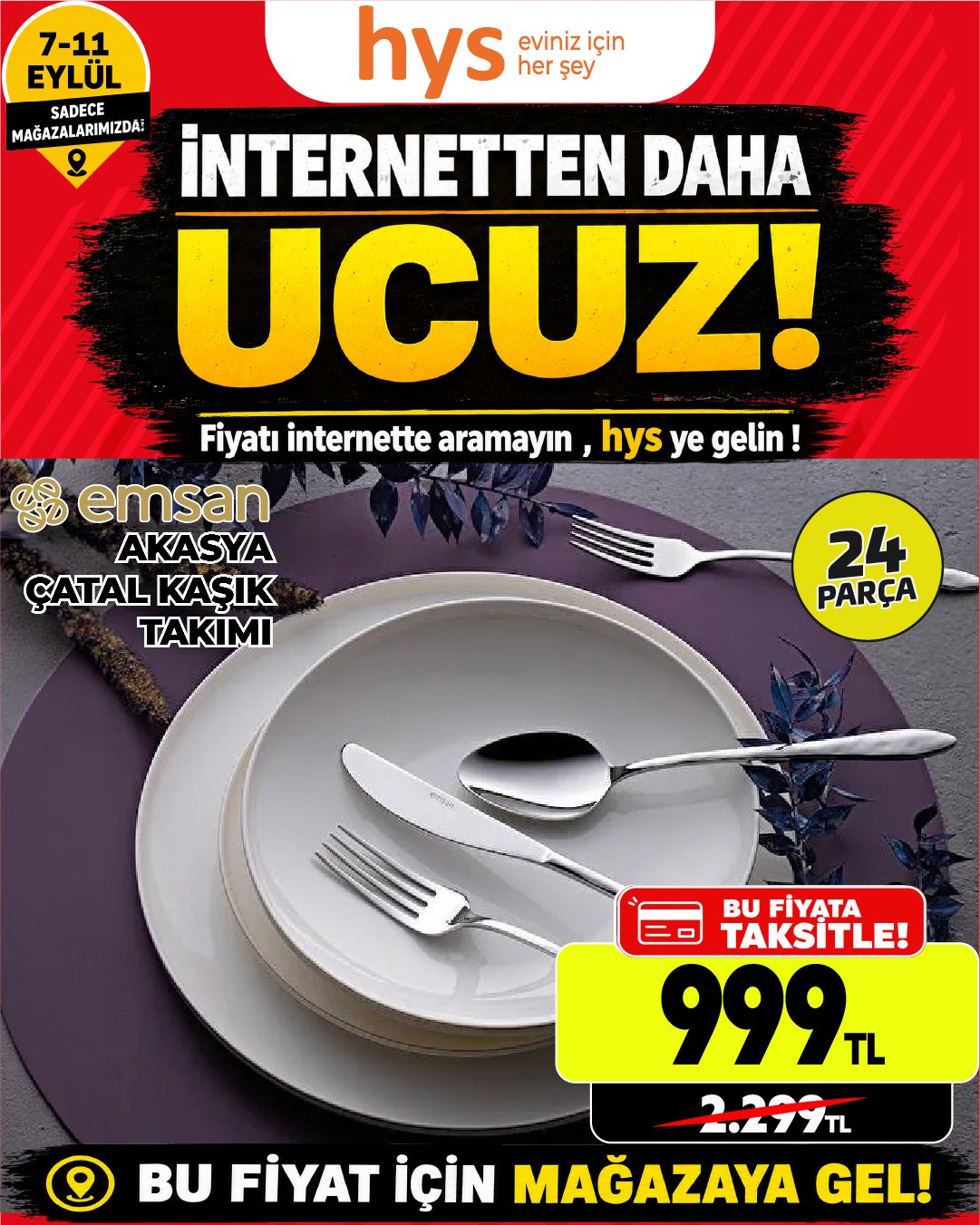 Emsan Akasya Çatal Kaşık Takımı 24 Parça