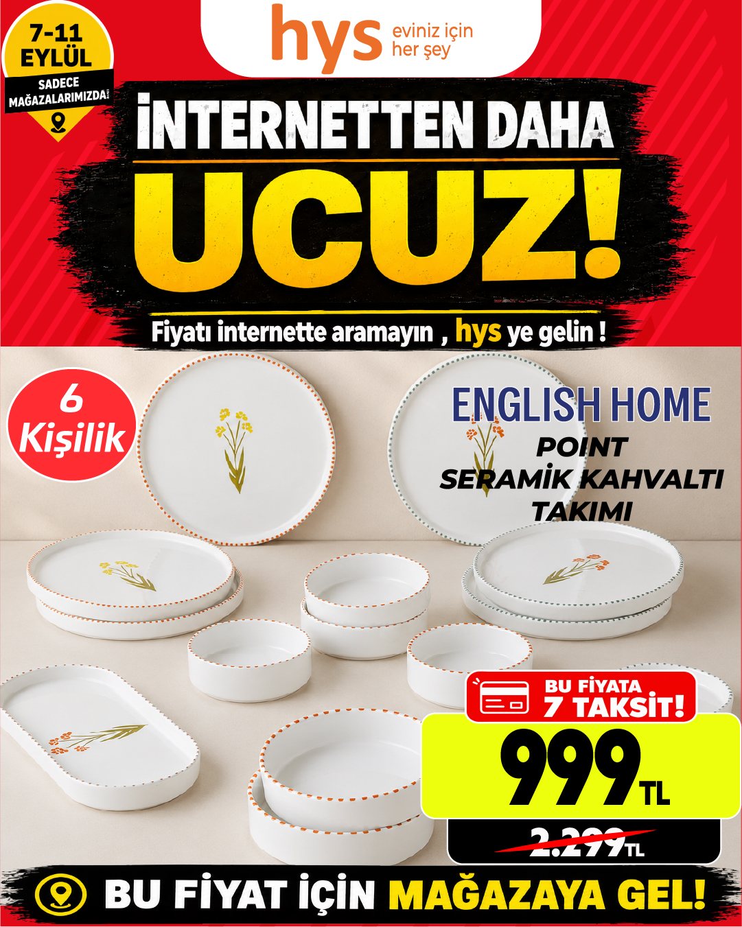 English Home Point Seramik Kahvaltı Takımı 6 Kişilik Ürün ana görseli