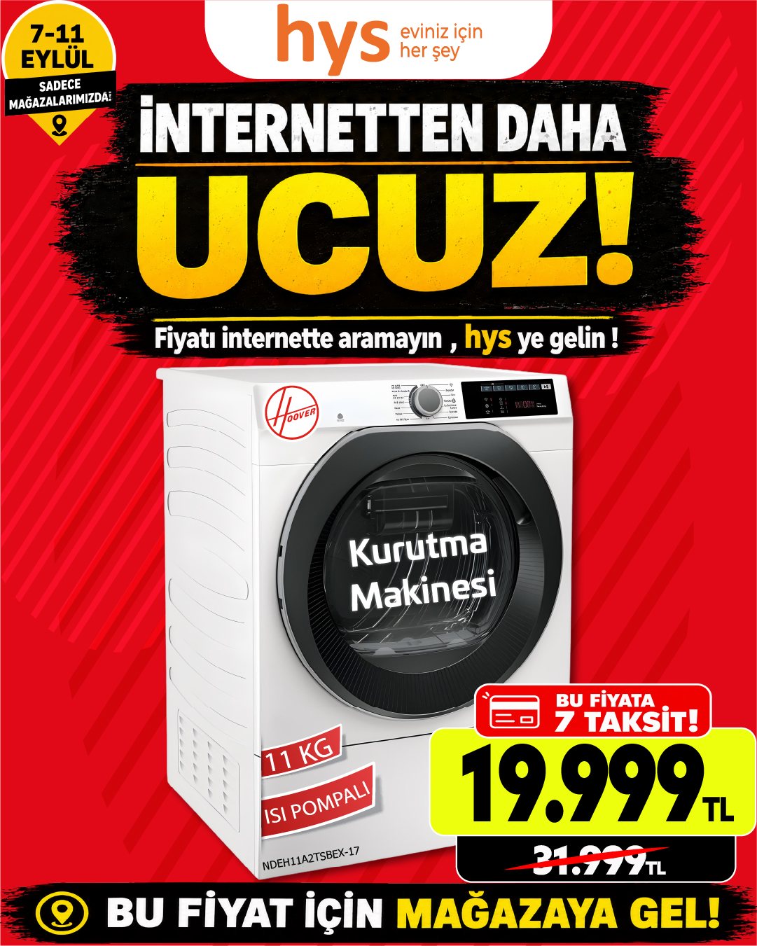 Hoover 11 Kg Kurutma Makinesi Ürün ana görseli