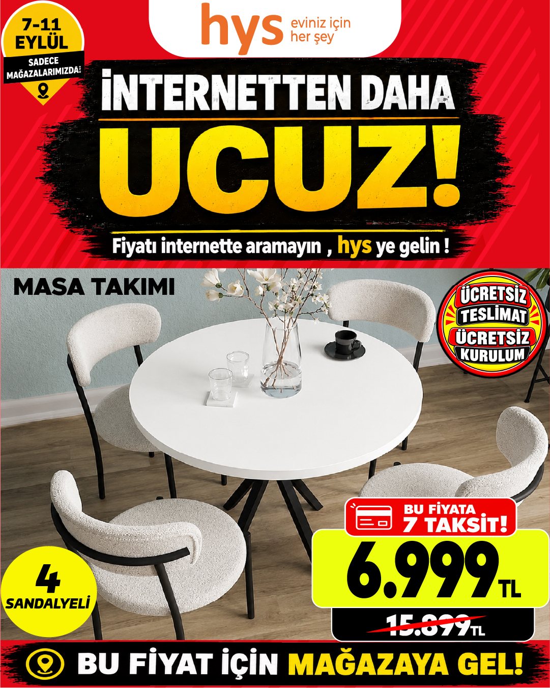 Masa Takımı 4 Sandalyeli Ürün ana görseli