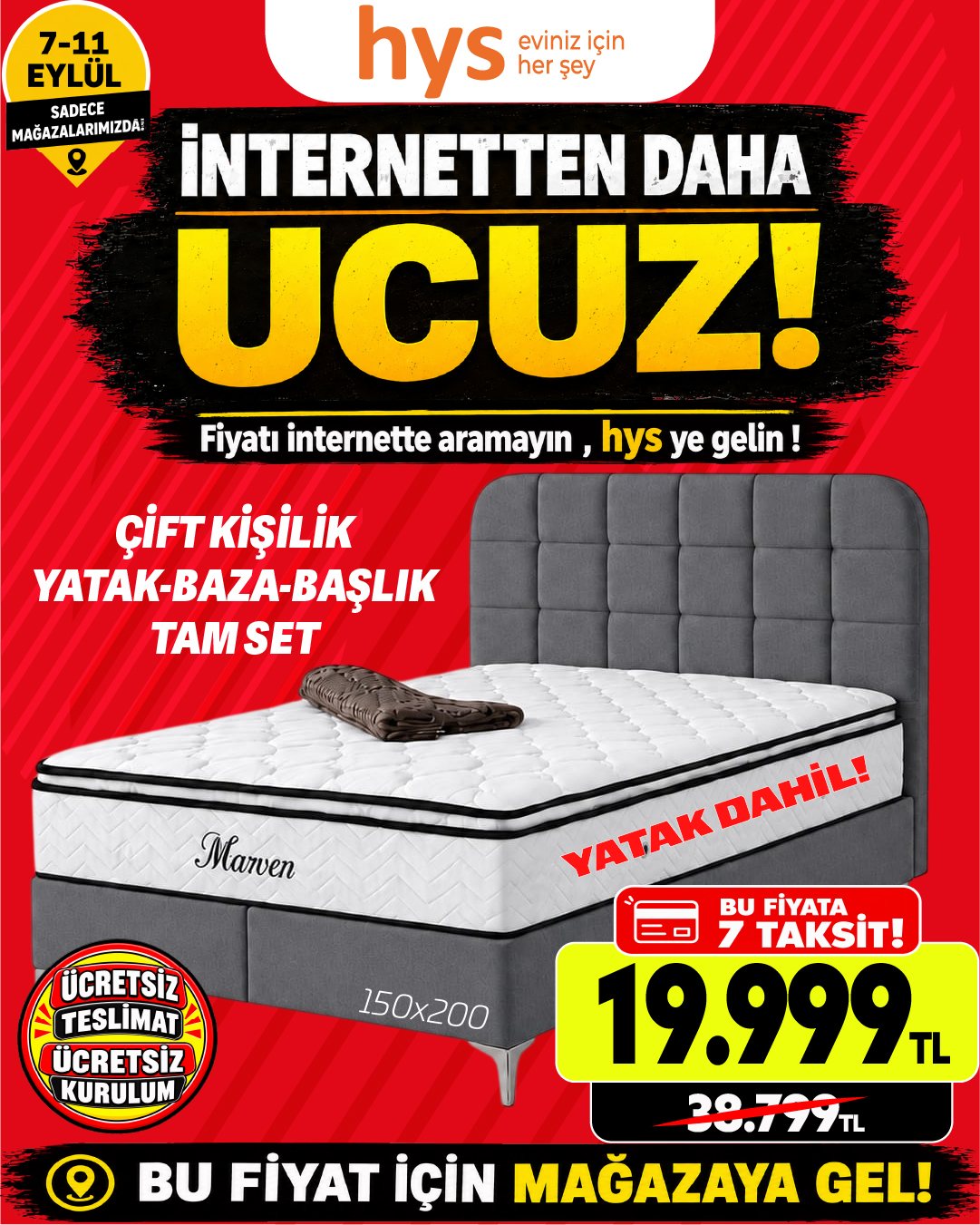 Yatak Baza Başlık Tam Set 150x200 Ürün ana görseli