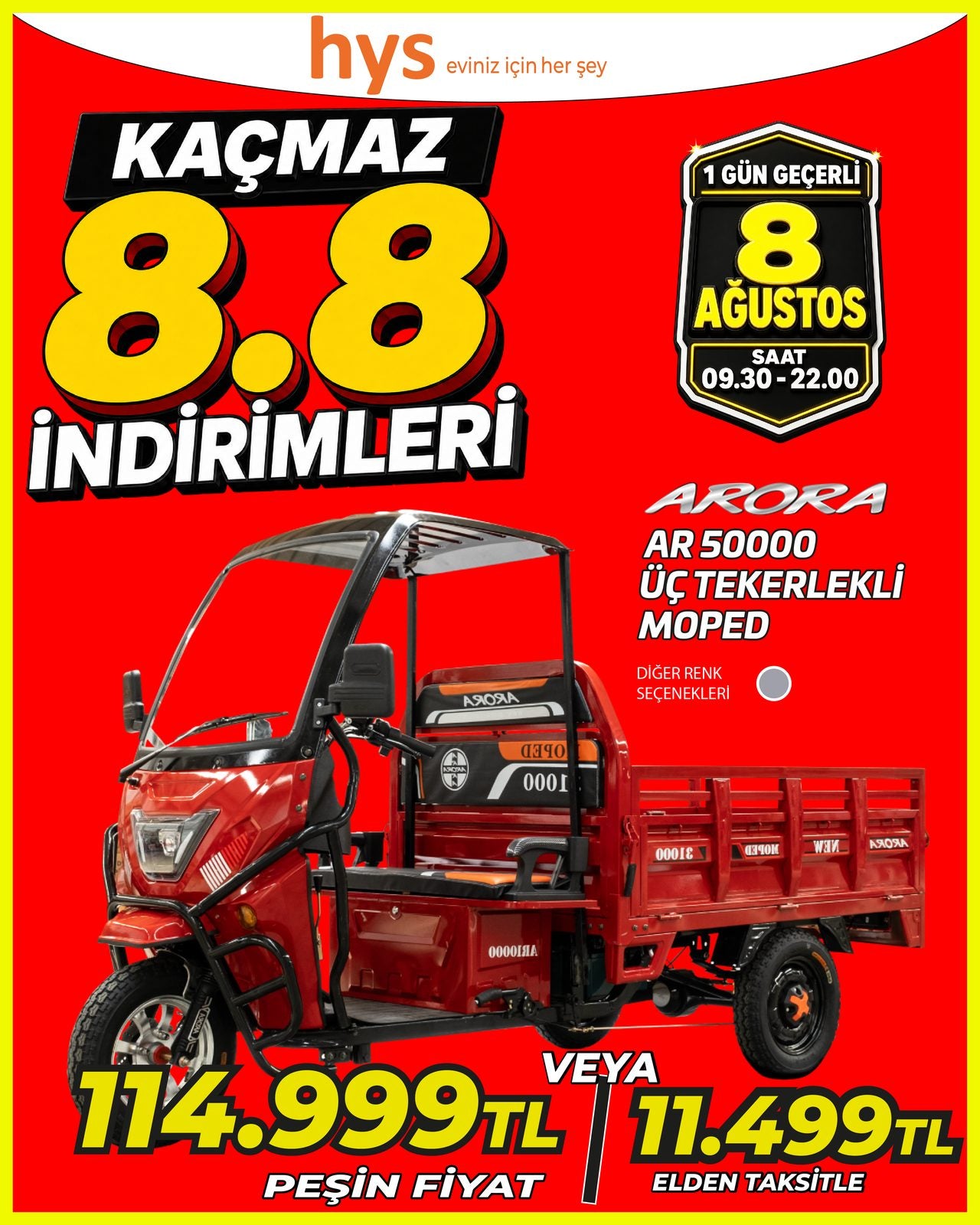 Arora AR50000 Üç Tekerlekli Moped Ürün ana görseli