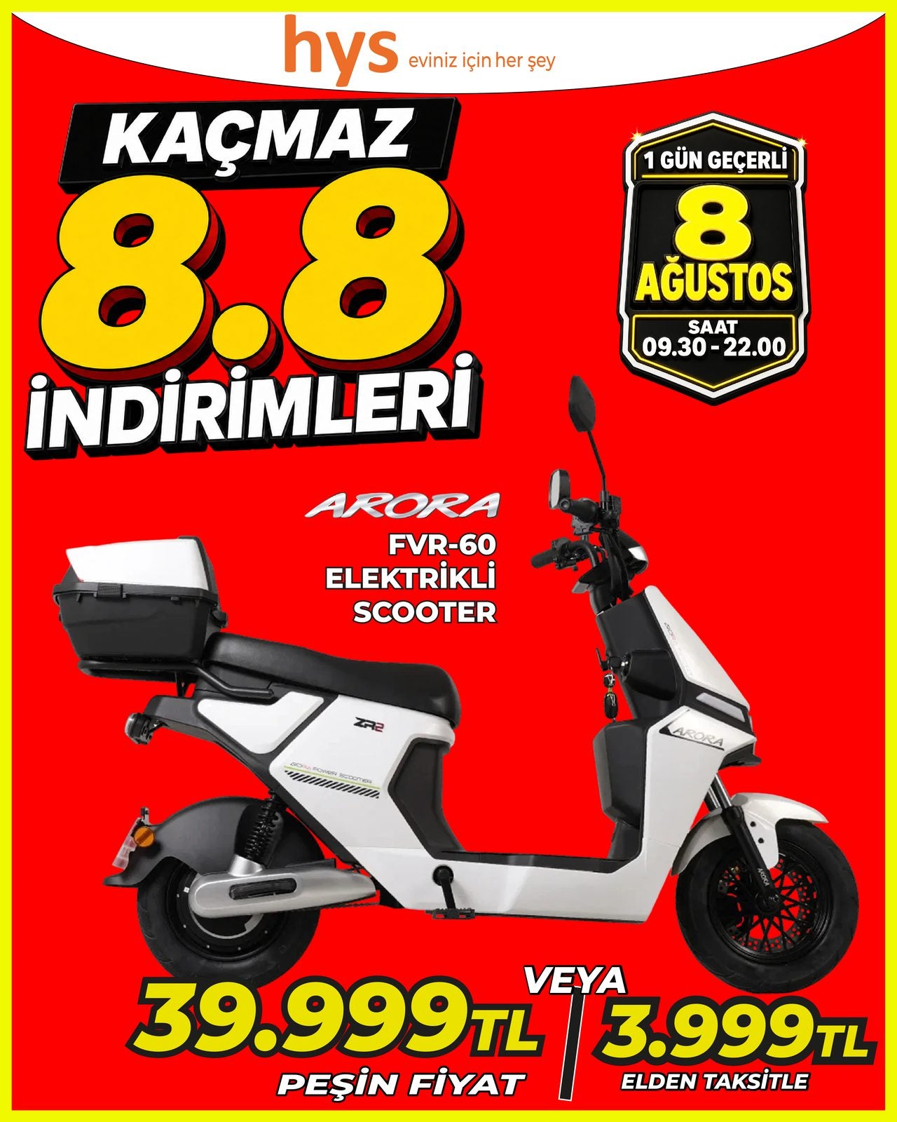 Arora FVR-60 Elektrikli Scooter Ürün ana görseli