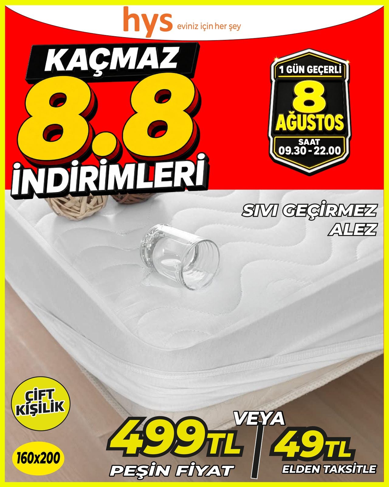 Çift Kişilik Sıvı Geçirmez Alez Ürün ana görseli