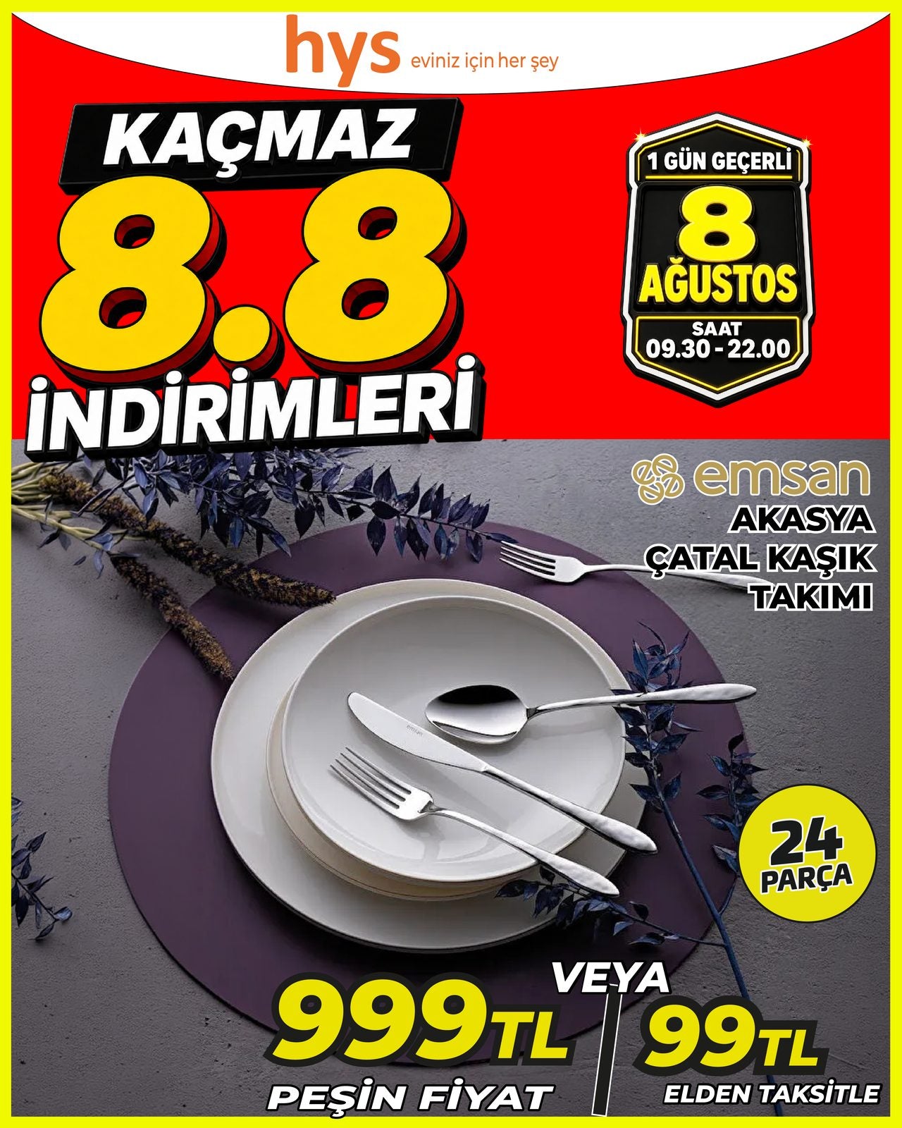 Emsan Akasya Çatal Kaşık Takımı 24 Parça Ürün ana görseli