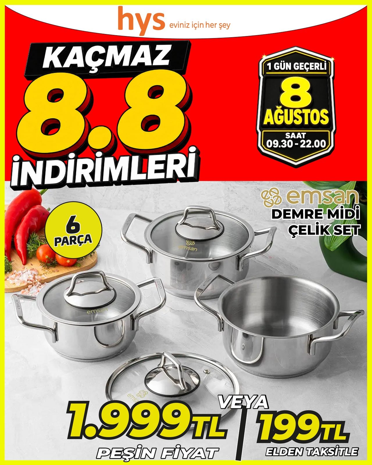 Emsan Demre Midi Çelik Set 6 Parça Ürün ana görseli
